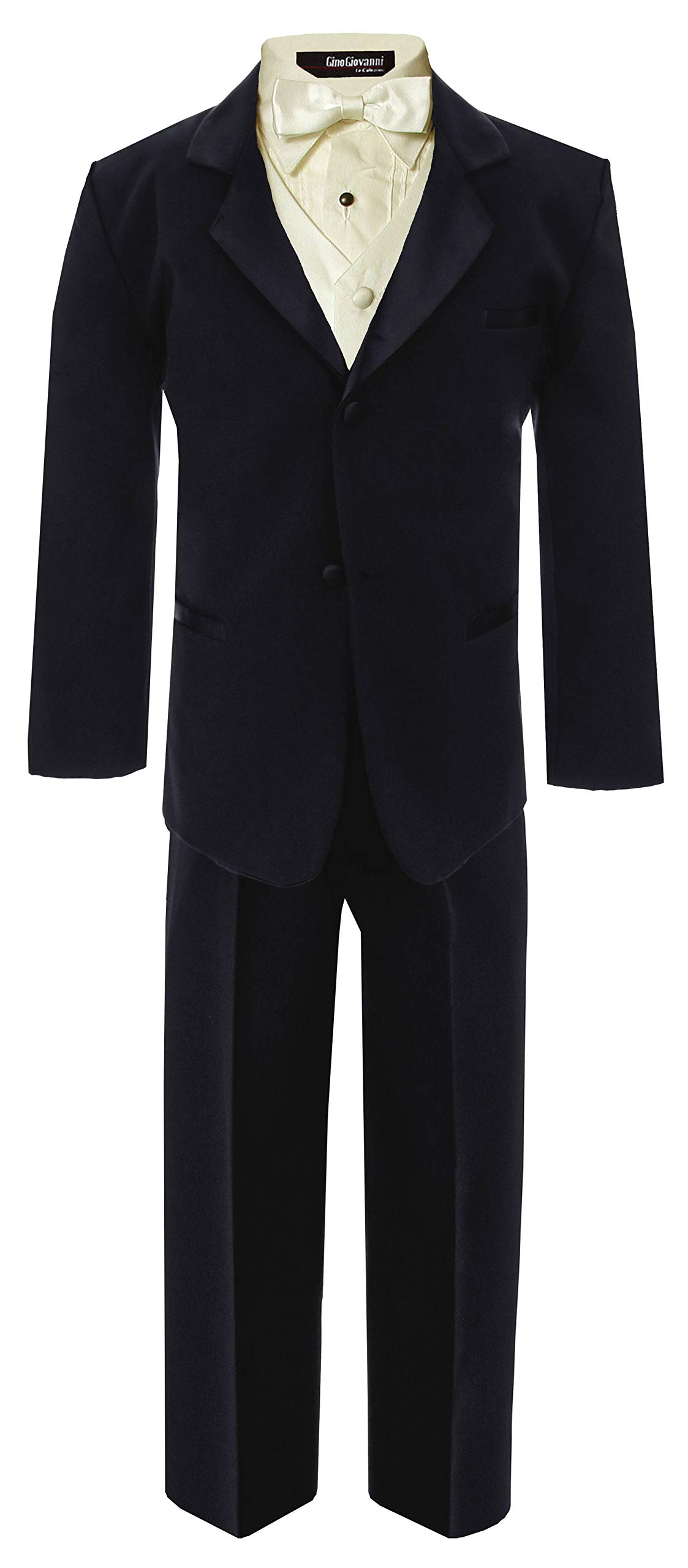 Gino Giovanni Usher Tuxedo Boy Black and Ivory Formal Suit for Baby to Teen - Perfect for Weddings, Christenings & Special Occasions