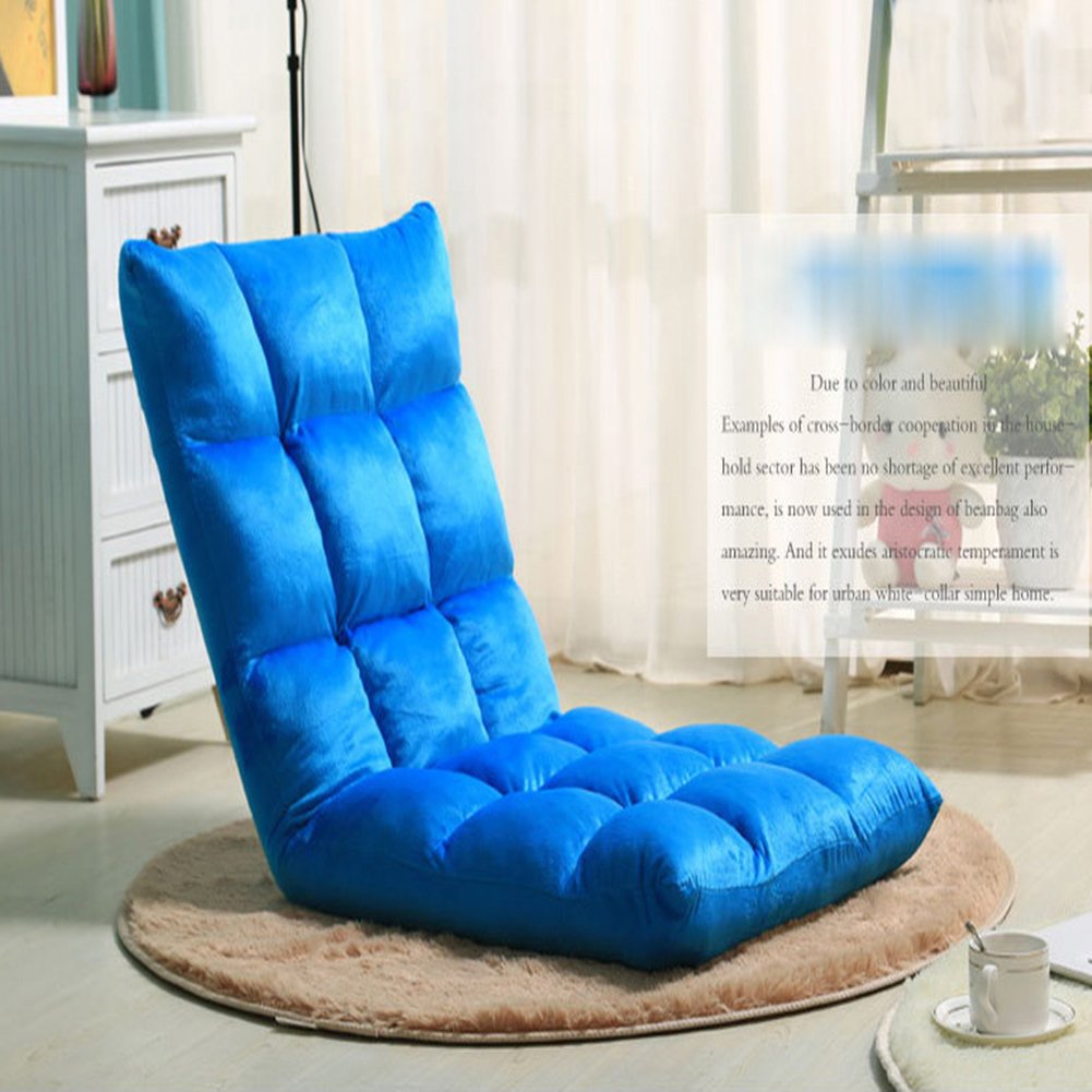 Selani™ Adjustable Floor Chair - 6-Position Reclining Folding Sofa with Soft Cushion, Multi-Angle Tatami Style Lounge Chair for Living Room, Bedroom & Meditation (Sea Blue) - Perfect for Relaxing, Reading & Small Space Living