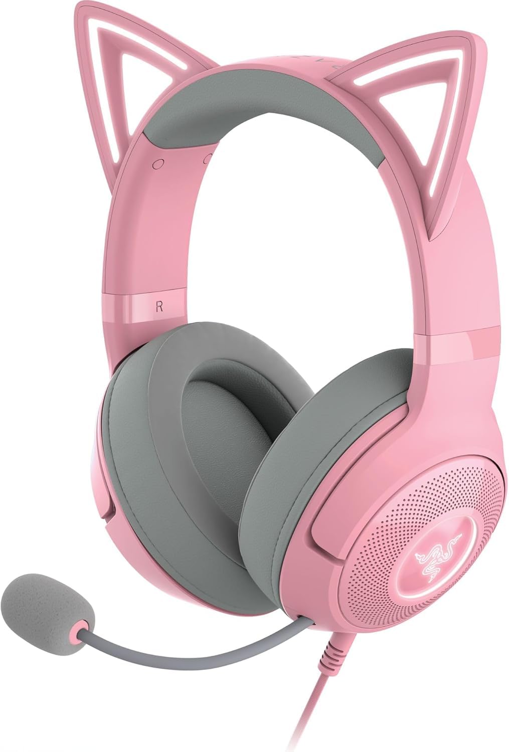 Razer Kraken Kitty V2 USB Wired RGB Gaming Headset with Chroma Lighting - HyperClear Cardioid Mic - 40mm Triforce Drivers - 7.1 Surround Sound - Quartz Pink (Renewed) - Perfect for Streaming, Gaming & Content Creation