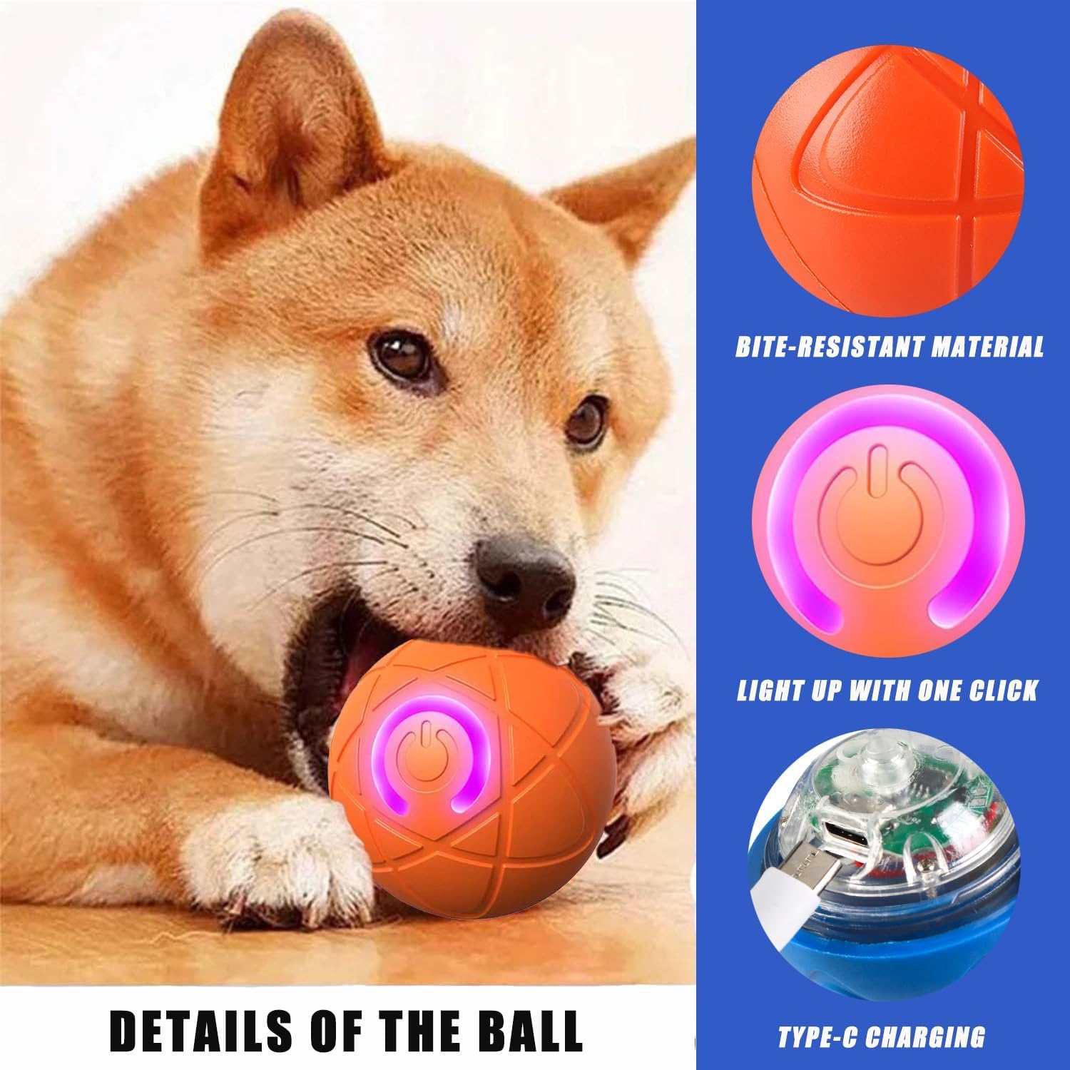2PCS Vibrating Dog Ball Toy - Blue & Orange Automatic Moving Shaky Ball for Dogs - Interactive Pet Toy for Indoor & Outdoor Play, Training & Exercise