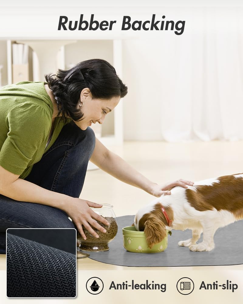 **Premium Absorbent Dog Food Mat - Quick Dry Non-Slip Pet Feeding Mat for Food & Water Bowls - Stain-Resistant Dog Bowl Mat for Messy Eaters & Drinkers - Perfect for Kitchen, Crate, or Outdoor Use**
