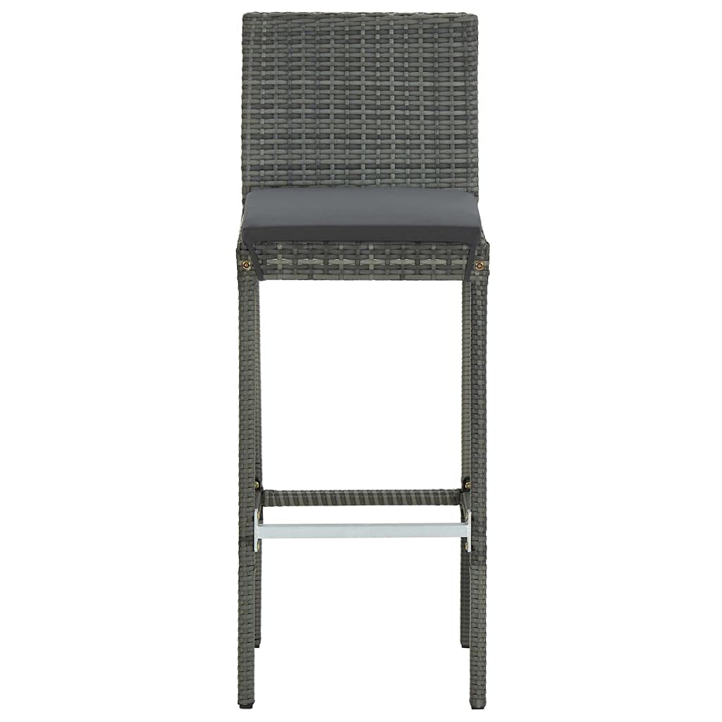 CHARMMA 3-Piece Patio Bar Set with Weather-Resistant Poly Rattan & Cushions - Modern Gray Outdoor Furniture (23.8KG) - Perfect for Backyard, Garden, Balcony or Poolside Relaxation
