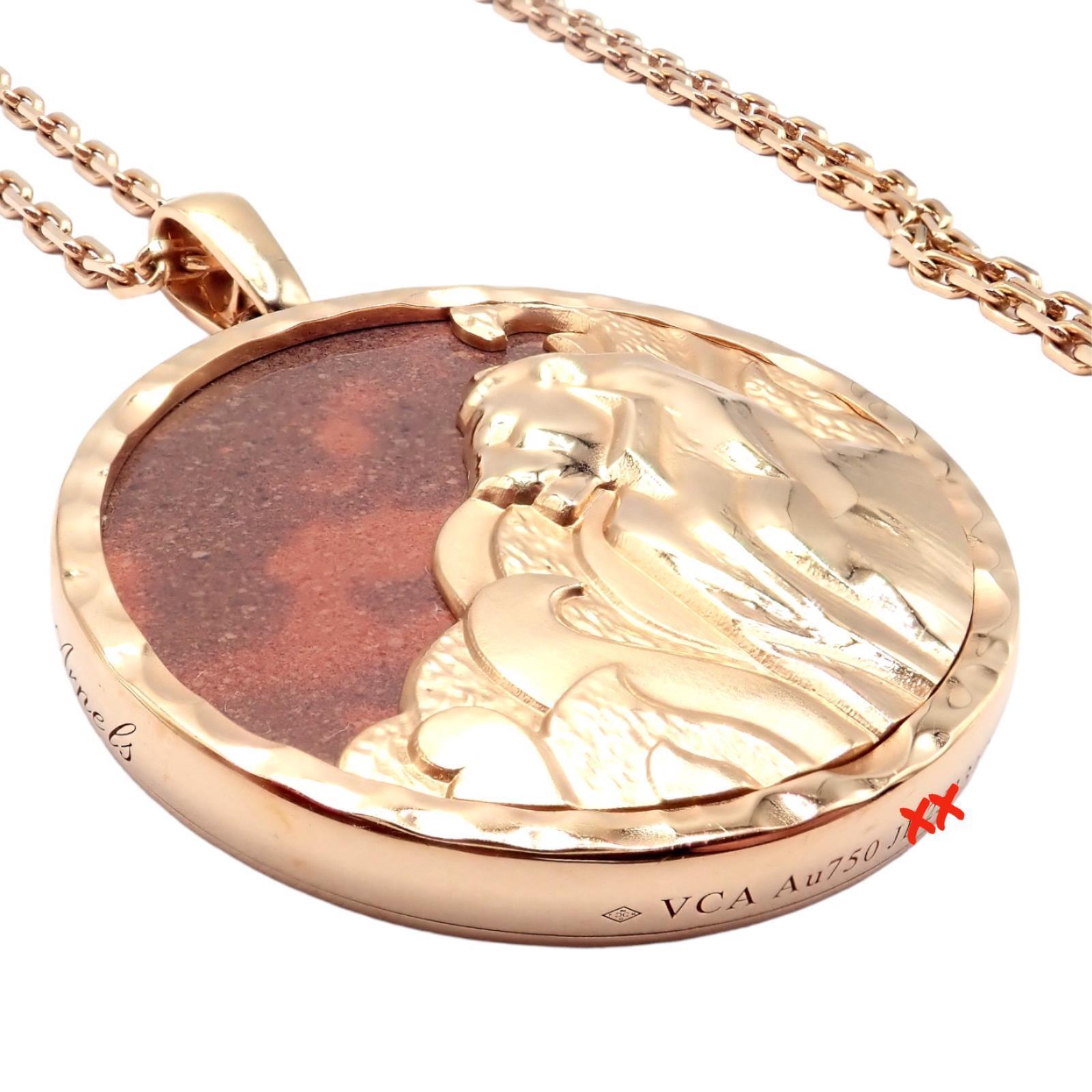 Van Cleef & Arpels 18K Rose Gold Leo Zodiac Pendant Necklace with Red Jasper - Authentic with Certificate - Perfect for Birthdays, Anniversaries & Luxury Gifts
