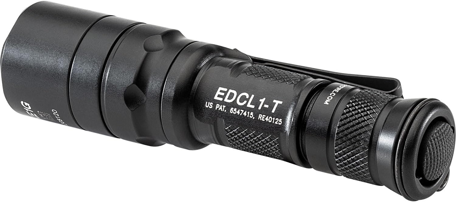 SureFire EDCL1-T 500 Lumen Tactical Flashlight with 6 CR123 Batteries & 2 Battery Cases - Compact EDC Light for Outdoor, Camping, Emergency & Tactical Use