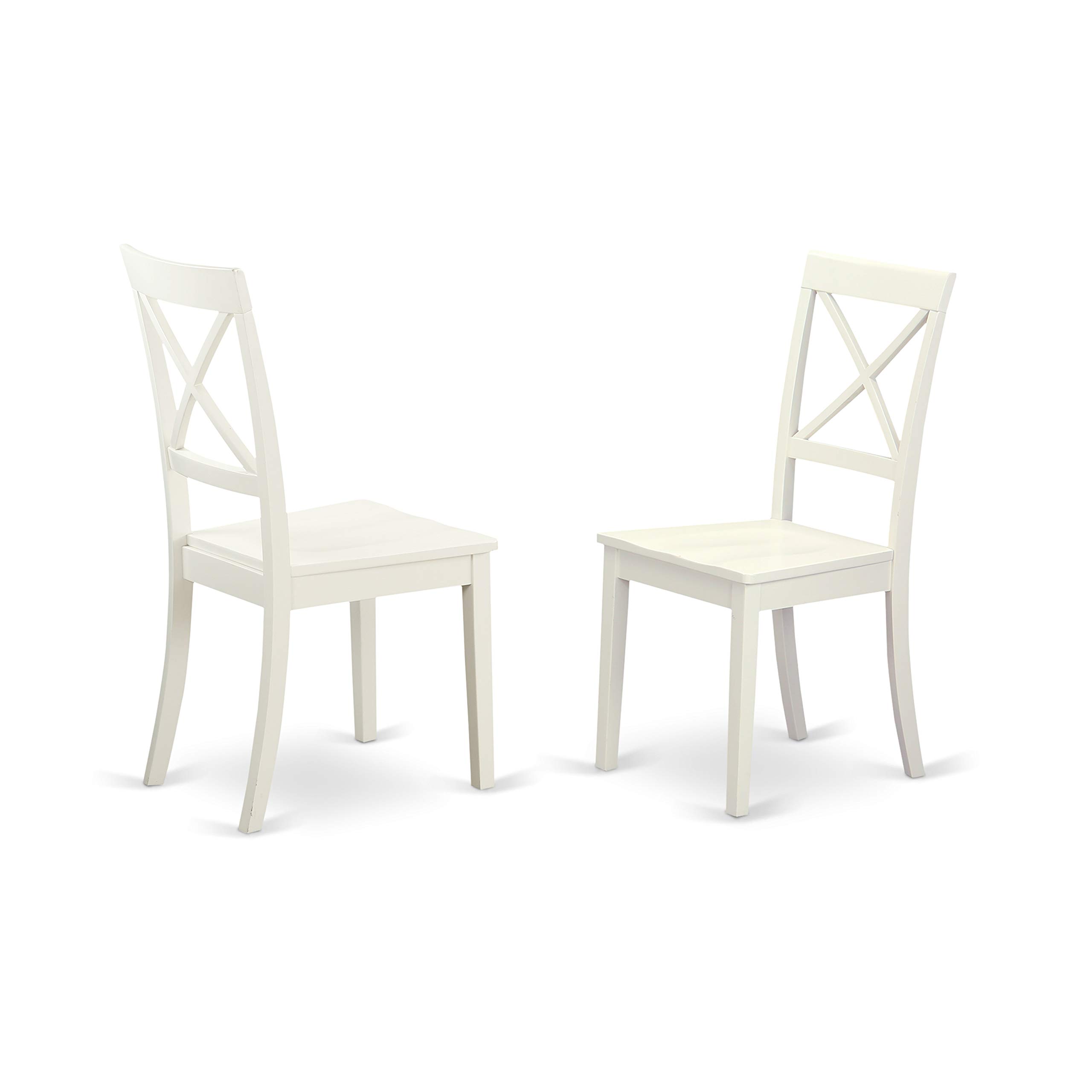 East West Furniture DLBO3-WHI-W 3-Piece White Dining Set with Round Drop-Leaf Table & 2 Chairs, 42x42 Inch, Linen White - Perfect for Small Kitchens, Breakfast Nooks & Cozy Dining Spaces