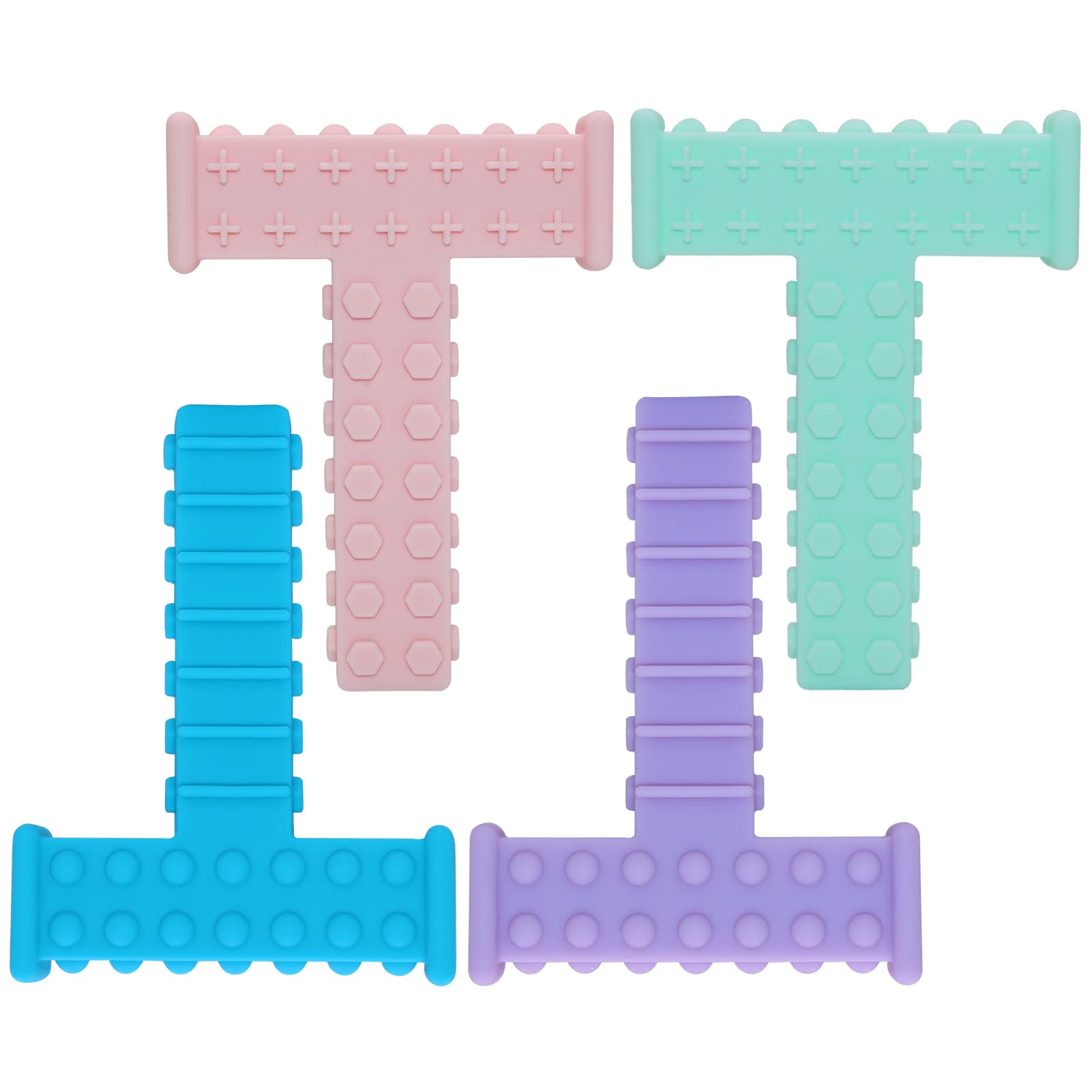 Sensory Chew Tubes for Autism & ADHD Kids - 4 Pack T-Shaped Oral Motor Toys for SPD & Special Needs Children - Safe Silicone Chewy Sticks for Boys & Girls - Perfect for School, Travel & Sensory Therapy