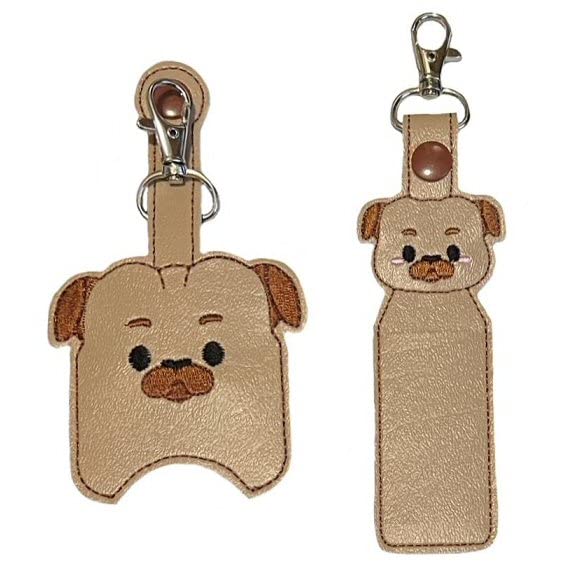 Pug Dog Hand Sanitizer Holder & Lip Balm Holder - Cute Pet Accessory for Purse, Keychain, Backpack - Perfect for Travel, Office, School