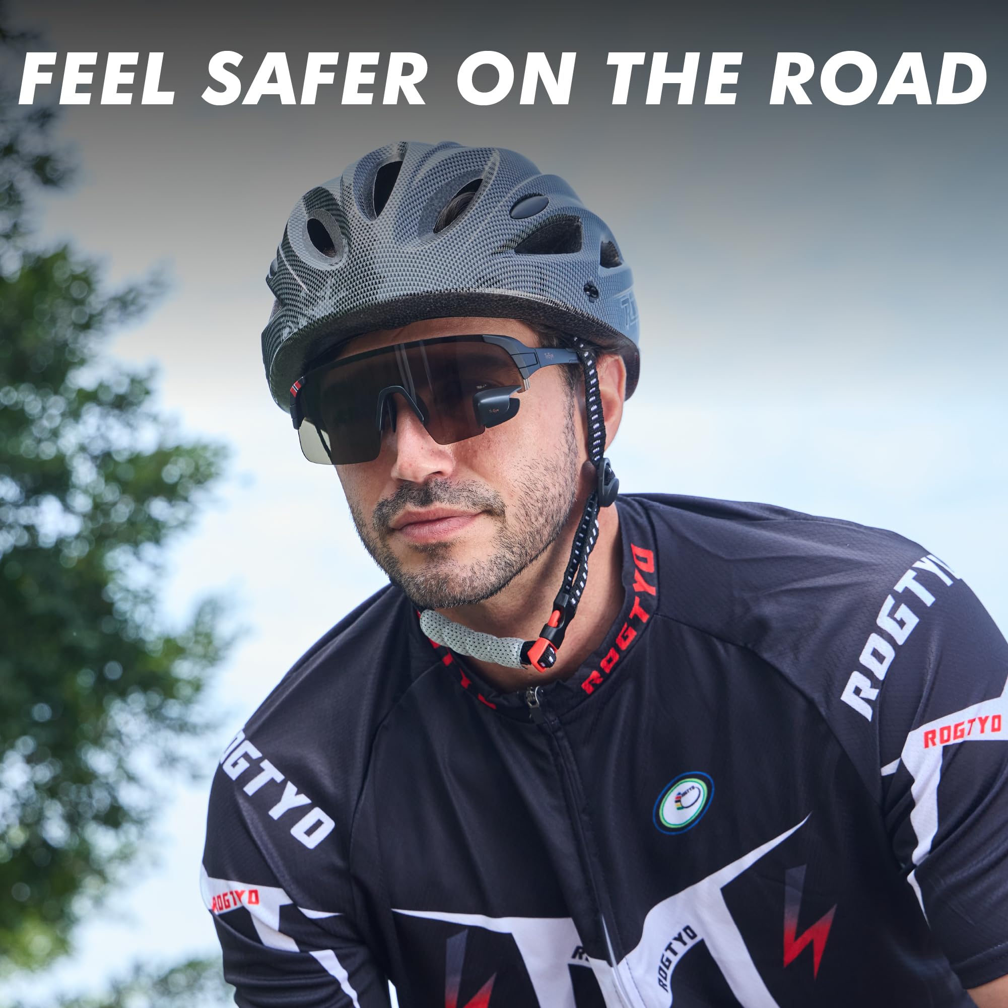 Cycling Sunglasses with Rear-View Mirror for Men & Women - UV400 Protection Sports Glasses for Road & Mountain Biking - Perfect for Cycling, Running & Outdoor Activities