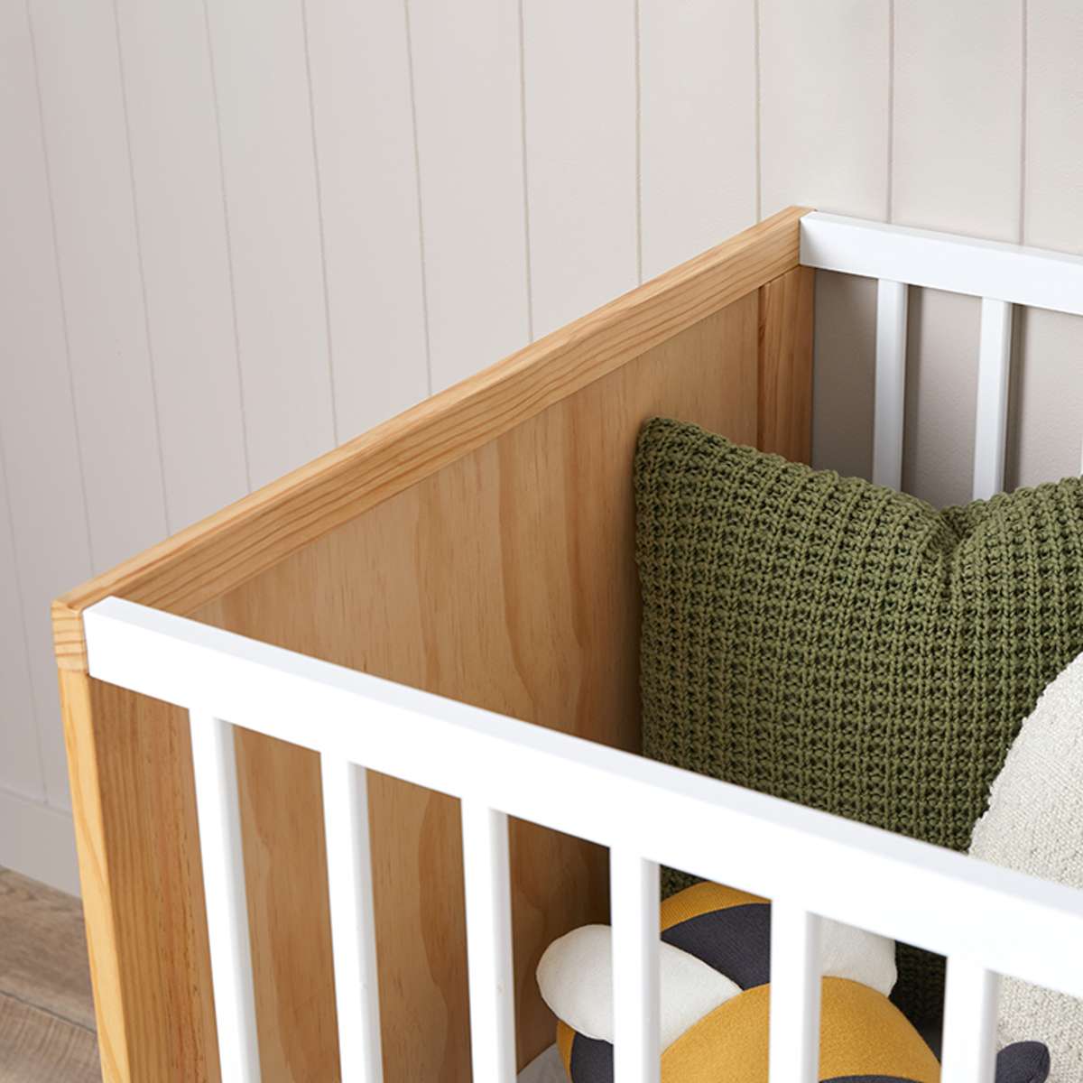 Classic White/Natural Wooden Cot - Perfect for Nursery, Baby Bedroom & Toddler Sleep Safety | Durable & Stylish Crib for Newborns to 2 Years Old