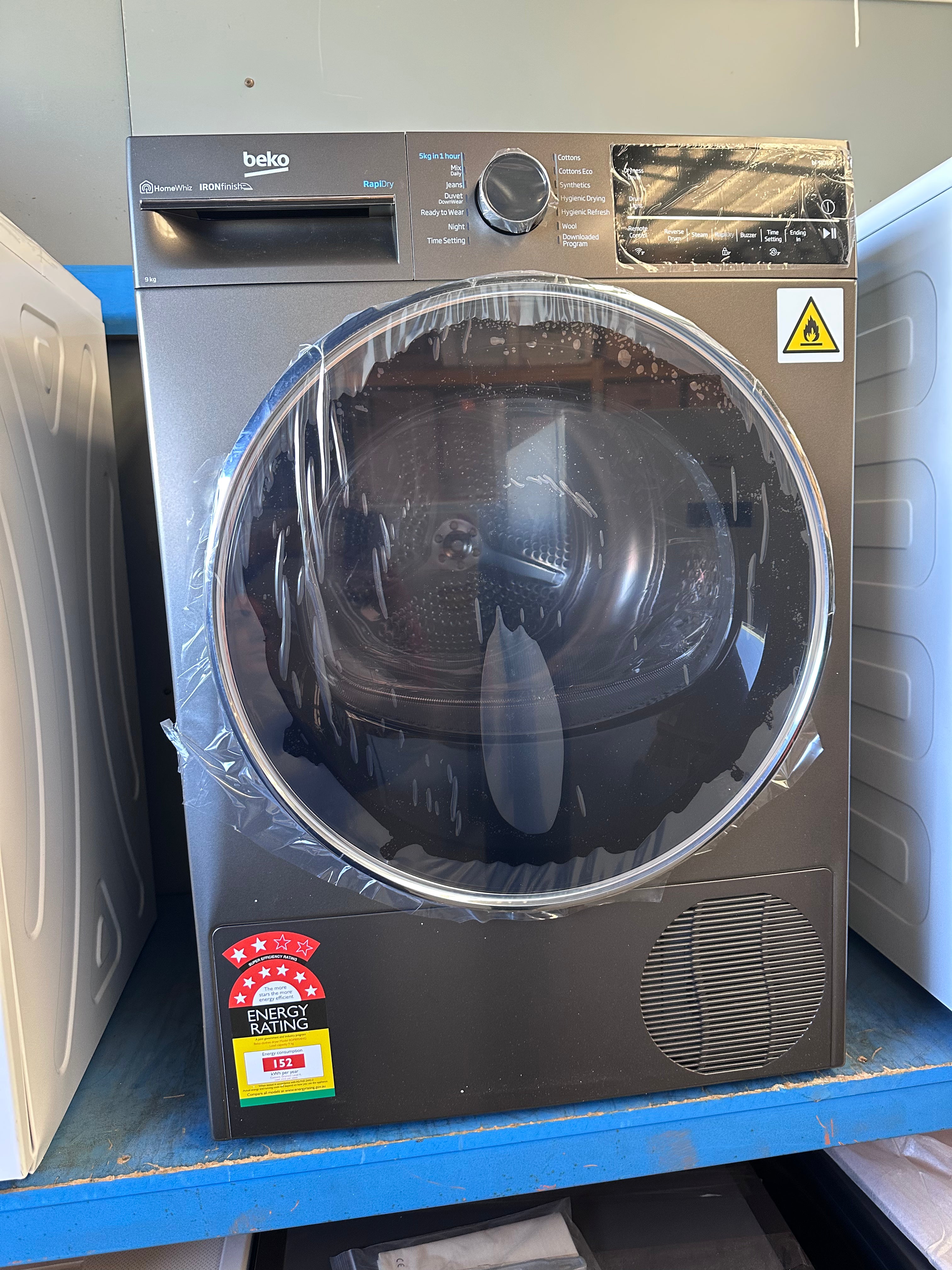 Beko BDPB904HG 9kg Hybrid Heat Pump Dryer - Energy Efficient Graphite Laundry Dryer for Home Use [Factory Second] | Perfect for Apartments & Small Spaces