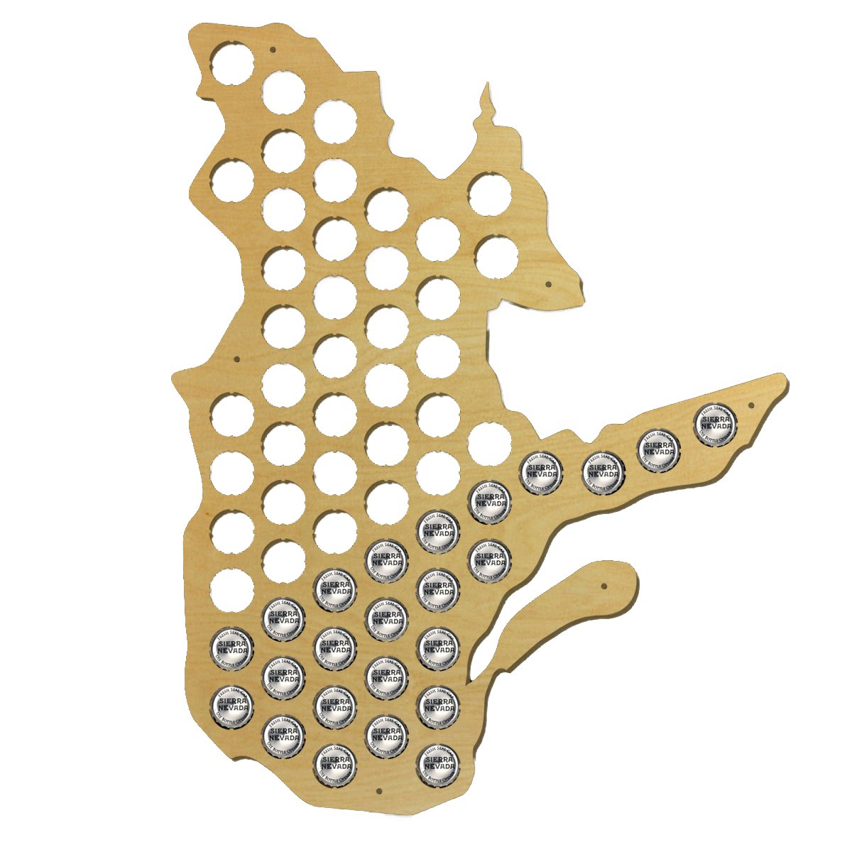 Vintage Beer Cap Traps - Wooden Bottle Cap Organizer for Collecting Quebec Map Beer & Soda Pop Caps | Perfect for Home Bar Decor, Man Cave Display, and DIY Craft Projects