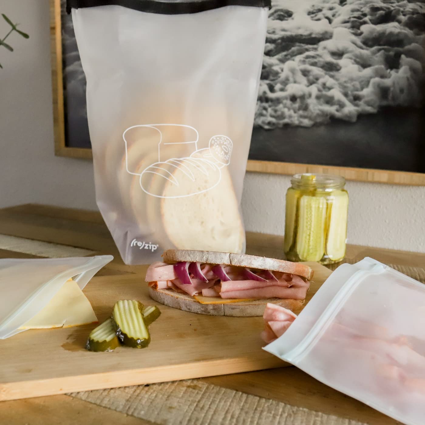 Reusable BPA-Free Food Grade Storage Bags for Bread, Bagel & Pantry Items | Machine Washable Roll Top Design | Keep Baked Goods Fresh Longer | Perfect for Home, Picnics & Meal Prep