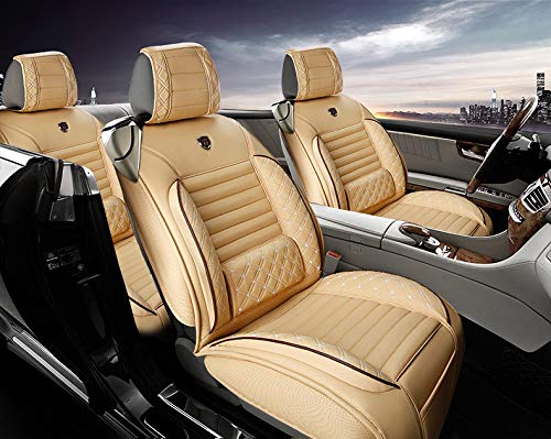Premium Custom Fit All-Weather Seat Covers for Acura ILX/TLX/MDX/RLX/NSX (5-Seat) - Waterproof, Breathable & Durable with Lumbar Support (Beige) | Perfect for Road Trips, Daily Commutes & Outdoor Adventures