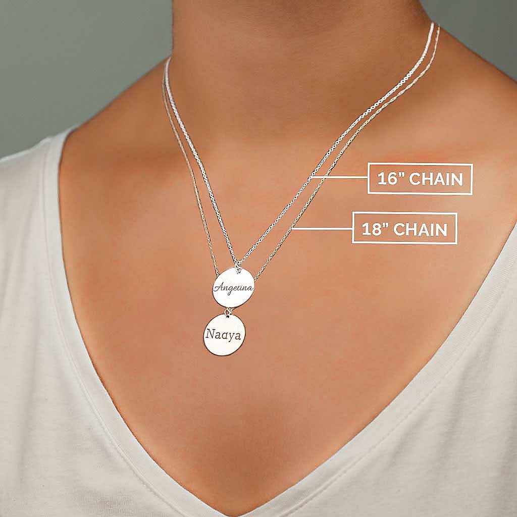 JEWLR Sterling Silver Large Personalized Name Disc Pendant Necklace - Perfect for Gifts, Engagements & Everyday Elegance