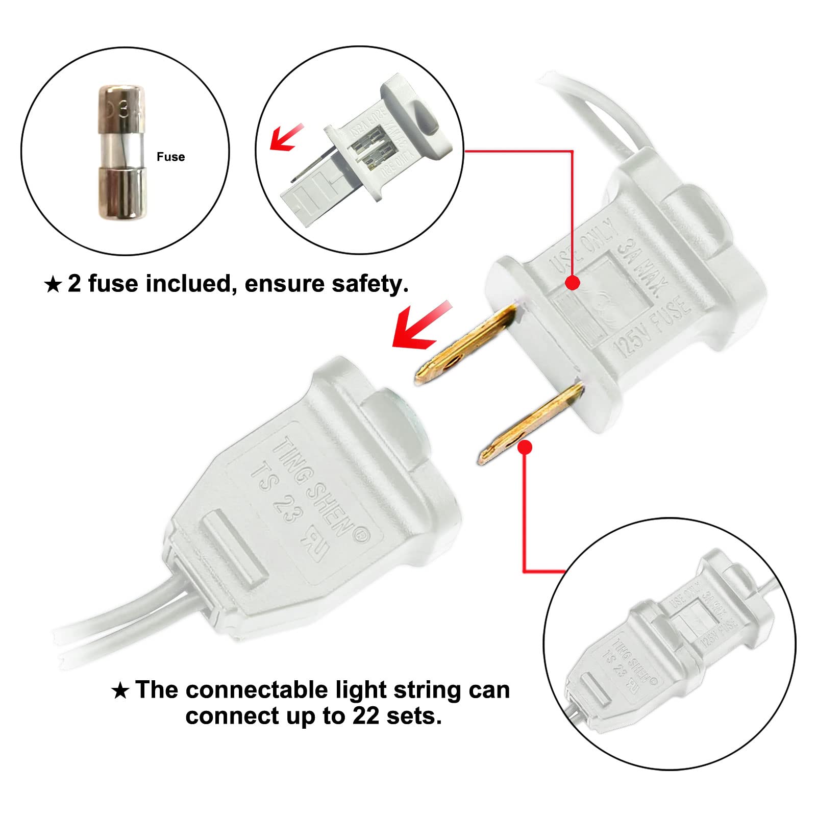 100 Count Warm White LED Christmas String Lights - 33ft UL Certified Connectable Indoor/Outdoor Decor for Tree, Party, Wedding & Holiday | Multi-Sparking White Wire Lights for Festive Home & Garden Decoration