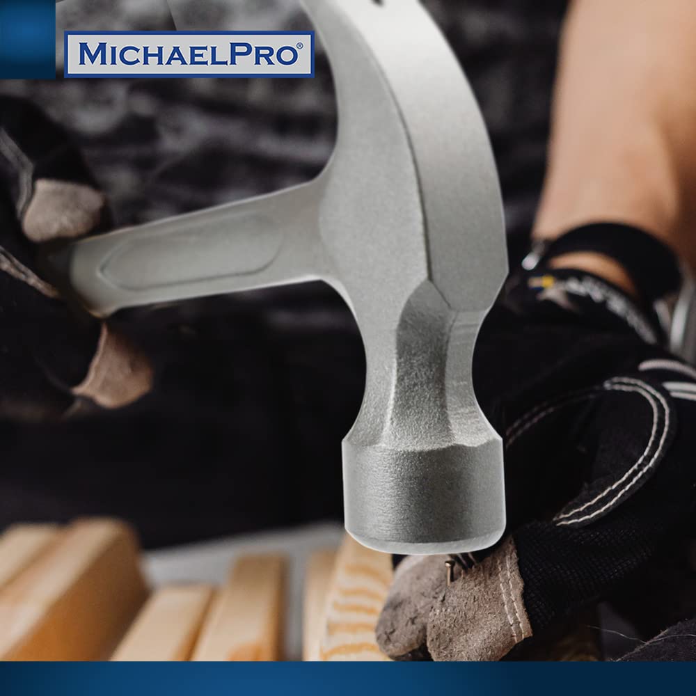 MichaelPro 20oz Solid Steel Rip Claw Hammer - Heavy Duty One Piece Construction with Curved Claw (MP004006) - Perfect for Construction, Woodworking & DIY Home Projects