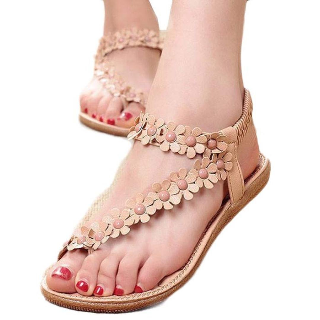 Neartime Women's Summer Bohemian Beaded Clip-Toe Sandals - Breathable Hollow Out Beach Shoes for Women | Perfect for Vacation, Beach, and Casual Outings