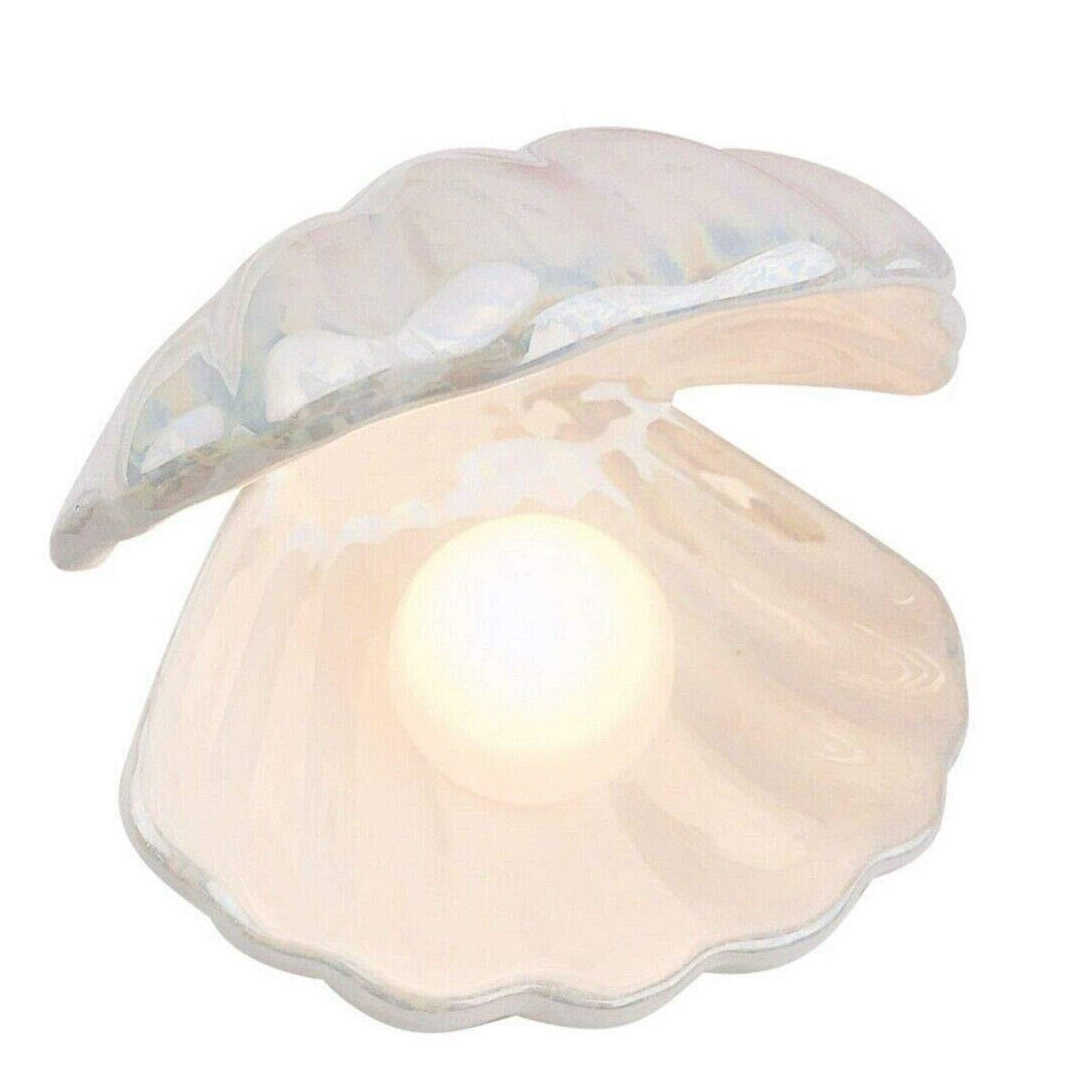 ZYuan Pearl Ceramic Night Light - White LED Bedside Lamp for Kids & Adults, Home Decor Desktop Ornament for Bedroom, Nursery, Living Room, Office