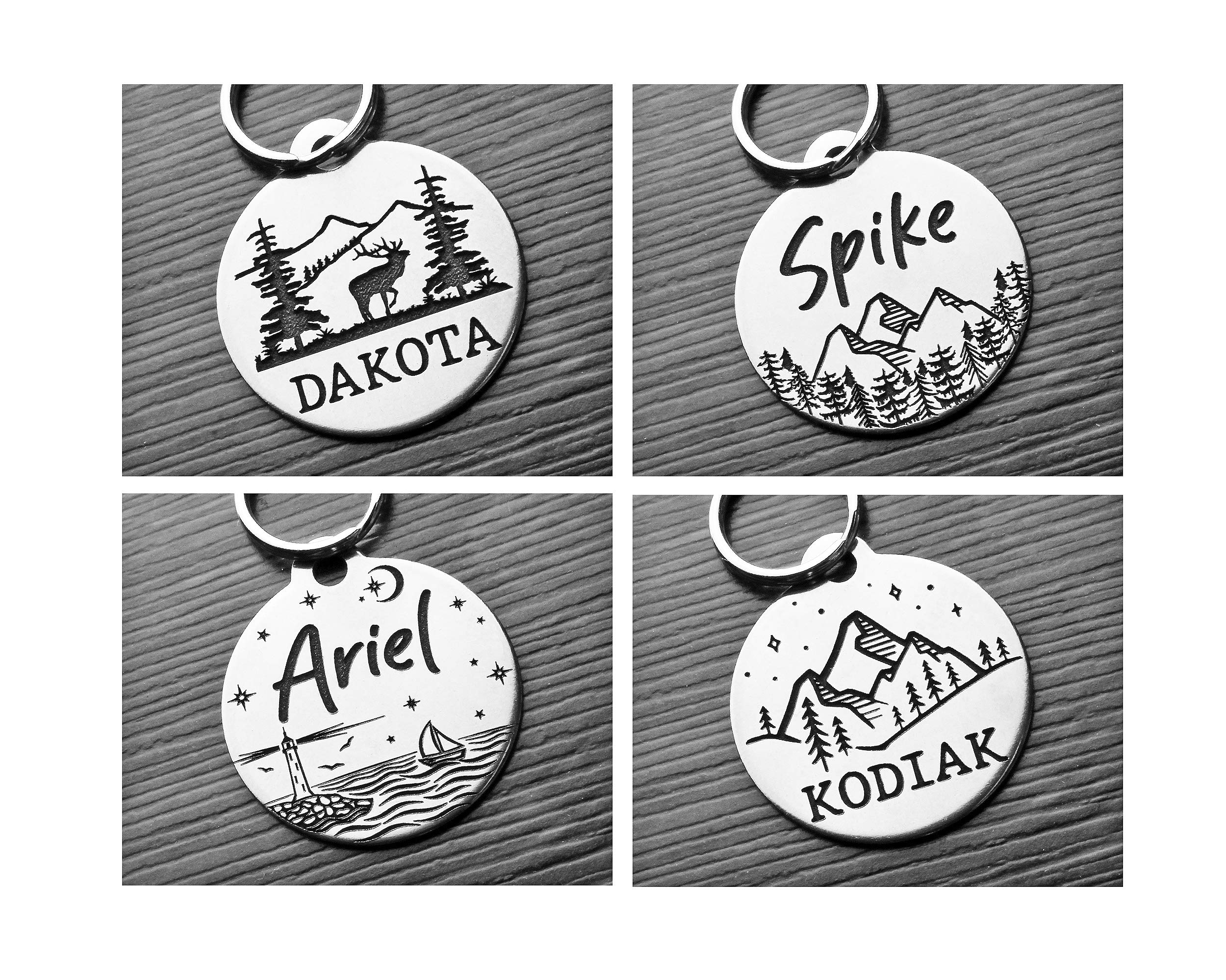 Personalized Stainless Steel Pet ID Tags - Engraved Front & Back - Custom Dog & Cat Tags (1-1/4