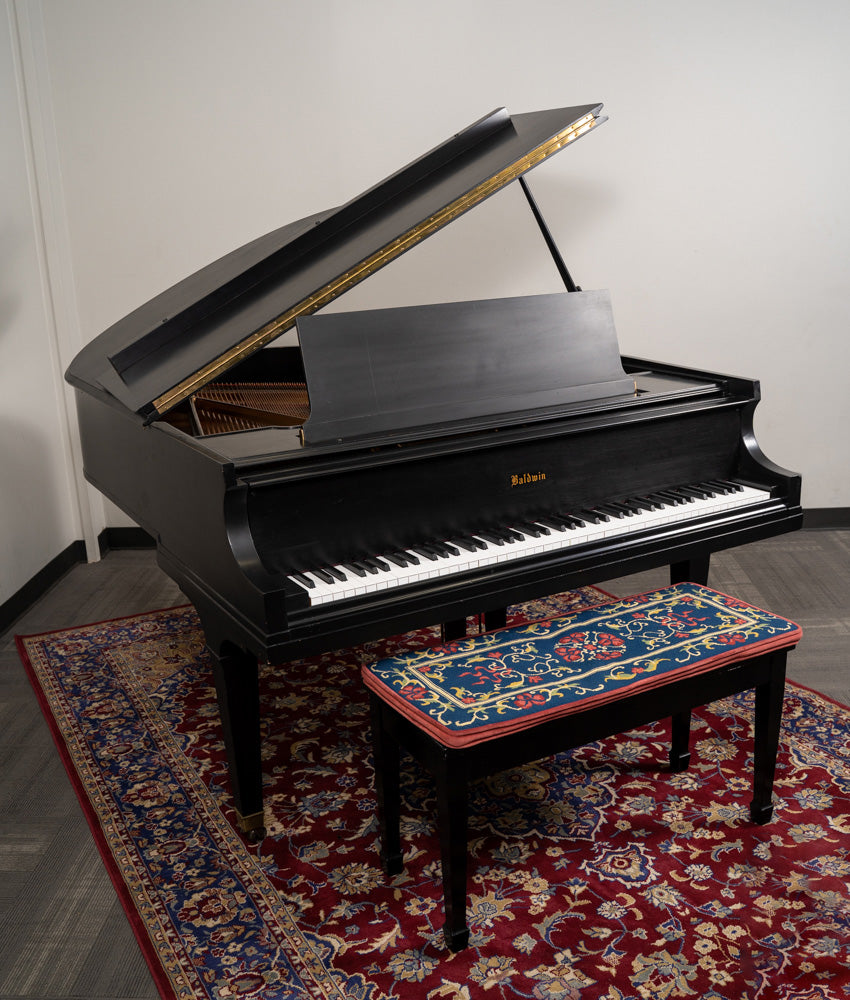 Baldwin 5'8 Model R Grand Piano in Satin Ebony Finish | Used Vintage Piano with Serial Number 140887 | Perfect for Home, Studio & Concert Performances