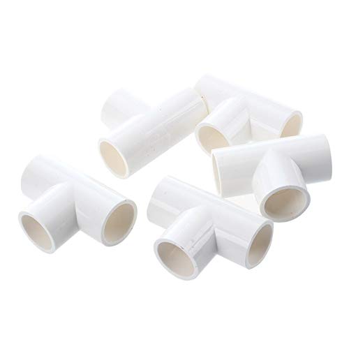 20mm PVC Tee 3-Way Water Pipe Connector - White (5-Pack) | PPFT26646 Pipe Fitting for Plumbing, Irrigation & DIY Projects