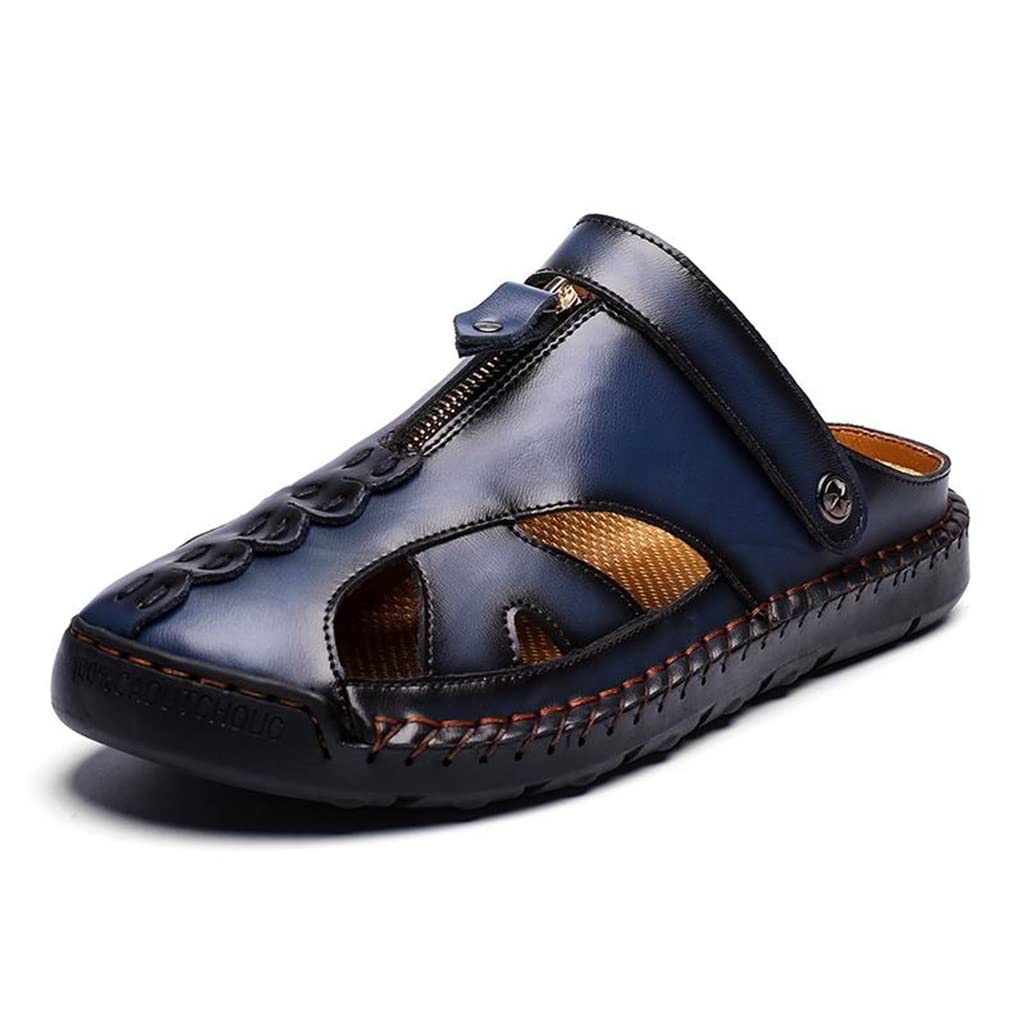 YHUA Men's Comfortable Summer Sandals - Breathable Beach Slippers for Men, Big Sizes 38-48, Blue Color Size 43 - Perfect for Beach Vacations, Poolside Relaxation & Summer Outdoor Activities