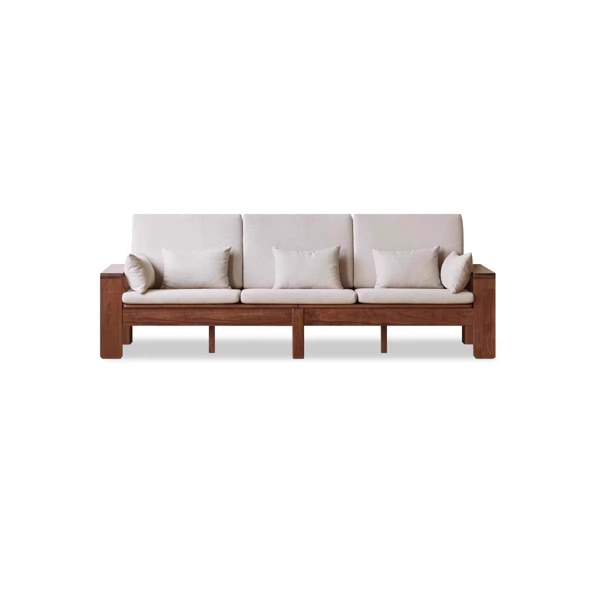 Premium Black Walnut Solid Wood Fabric Sofa - Modern Nordic Style 2-in-1 Convertible Sofa Bed for Living Room & Guest Room | Durable & Stylish Home Furniture