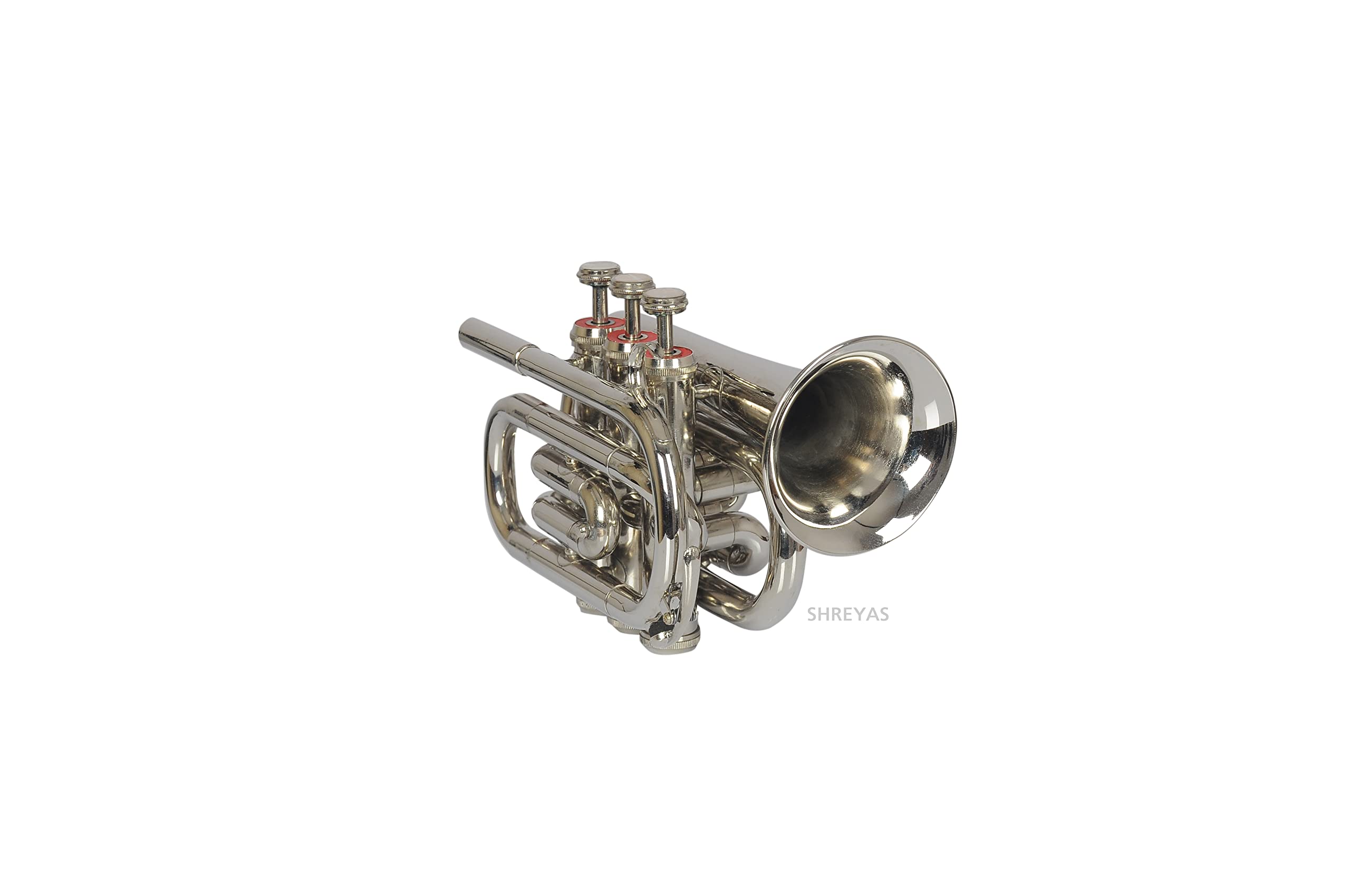 Professional Bb Pocket Trumpet Nickel Plated - Compact Brass Instrument with Hard Case & Mouthpiece - Perfect for Travel, Practice & Jazz Performances