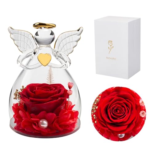Red Rose in Glass Angel