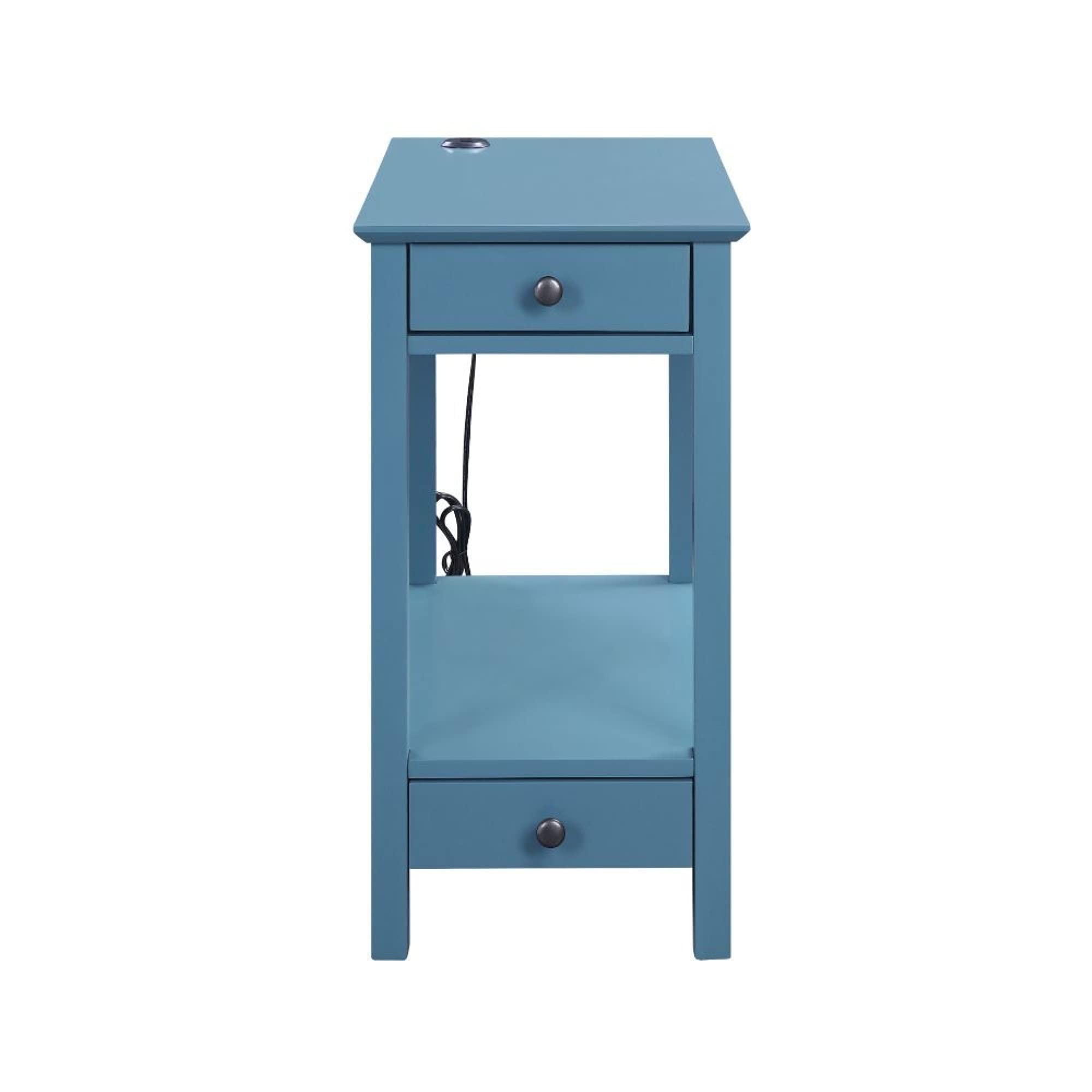 Ergode Modern Accent Table with USB Charging Dock - Teal Blue Side Table for Living Room, Bedroom & Office - Compact End Table with Built-in USB Port for Convenient Device Charging