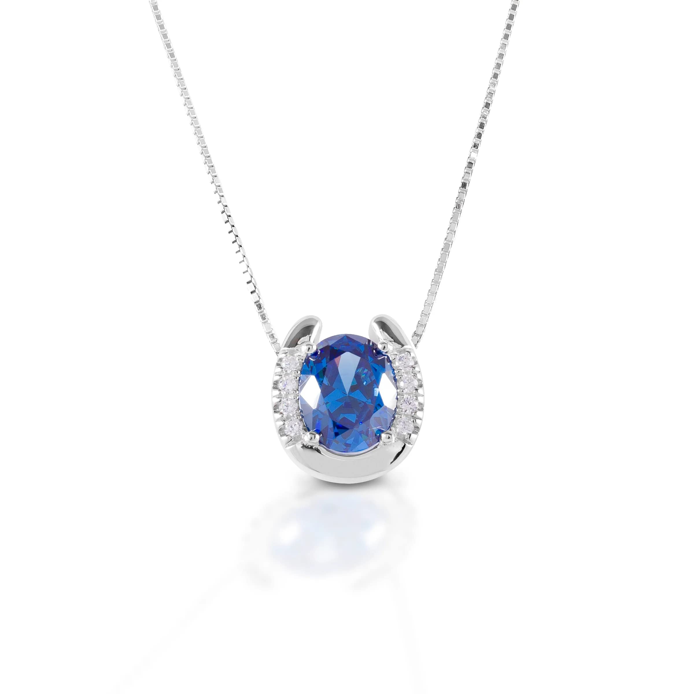 Blue Stone Horseshoe Necklace - Sterling Silver Western Jewelry for Women - Authentic Pendant for Rodeo Outfits & Horse Lovers - Western Accessories - Perfect for Cowgirl Fashion, Country Weddings & Western-Themed Events