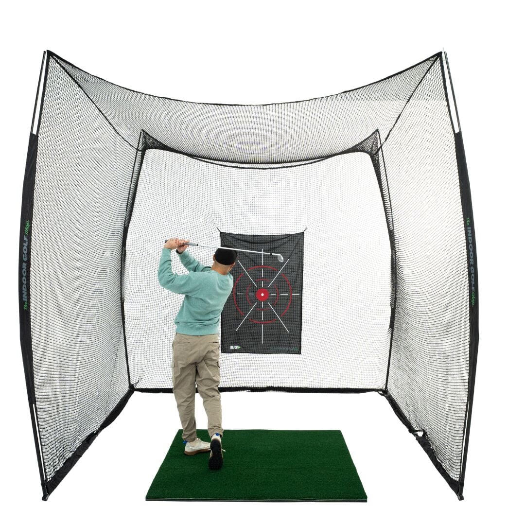 10x10x10 Feet Square Golf Practice Net - Heavy Duty Hitting Cage for Driving Range, Backyard Training, and Outdoor Sports (Perfect for Golfers, Baseball, Softball)