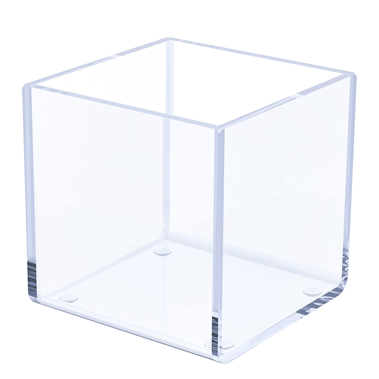Kamehame Clear Acrylic Vase - 6x6x6 Inch Modern Square Cube Flower Vase for Centerpieces, Succulent Planters, Home & Office Decor - Perfect for Weddings, Table Settings, and Floral Arrangements