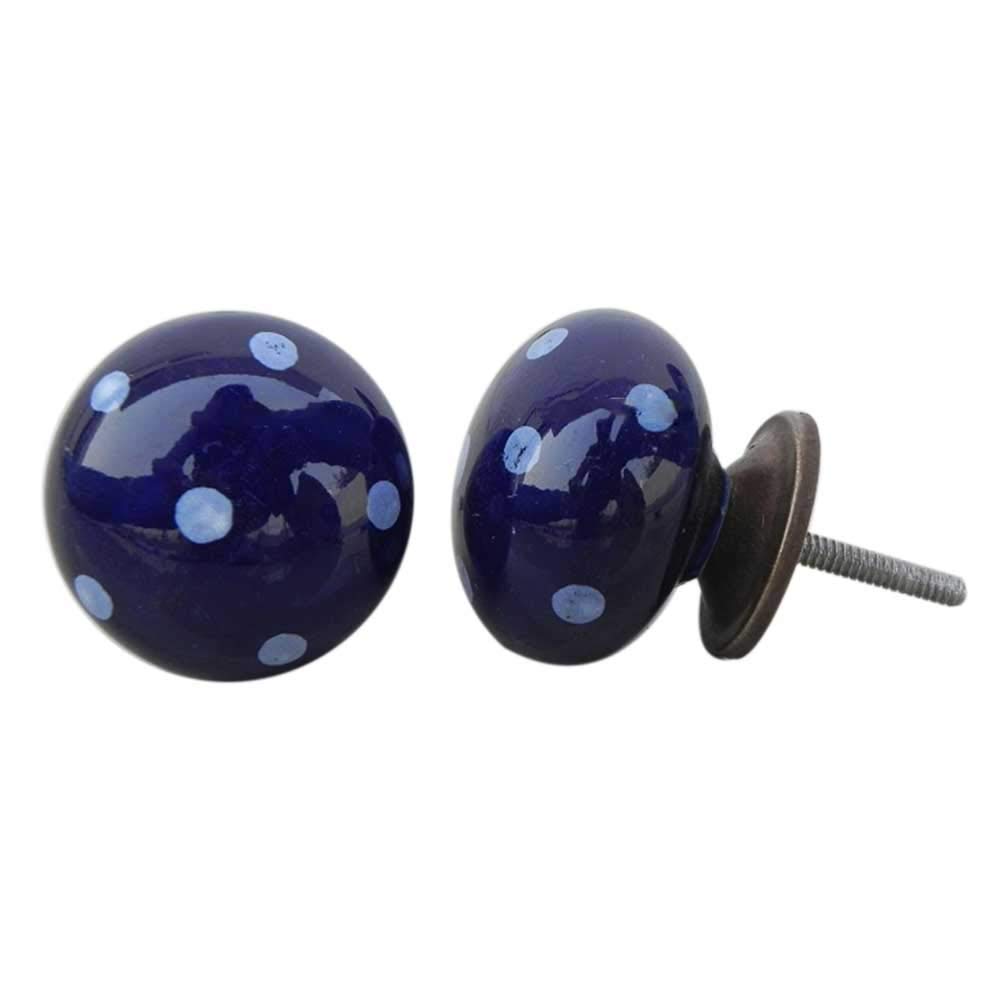 Premium 14-Pack Blue Polka Dot Ceramic Drawer Knobs - Decorative Cabinet & Dresser Hardware for Kitchen, Bathroom & Furniture (IndianShelf) - Perfect for DIY Home Renovation & Cabinet Upgrades