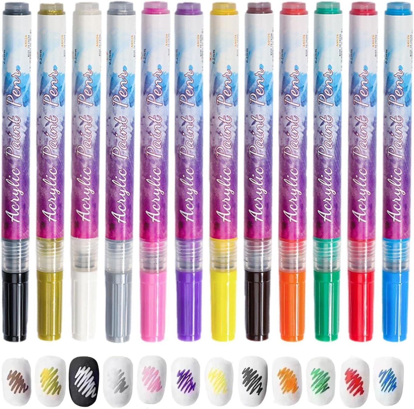 NAILWIND 12 Colors Nail Art Pens Kit - 3D Painting, Graffiti & Liner Nail Pens for DIY Nail Art | Quick Dry, Waterproof & Long Lasting | Perfect for Doting Flowers, Letters, Abstract Lines & Details | Great for Home, Salon & Party Nail Designs
