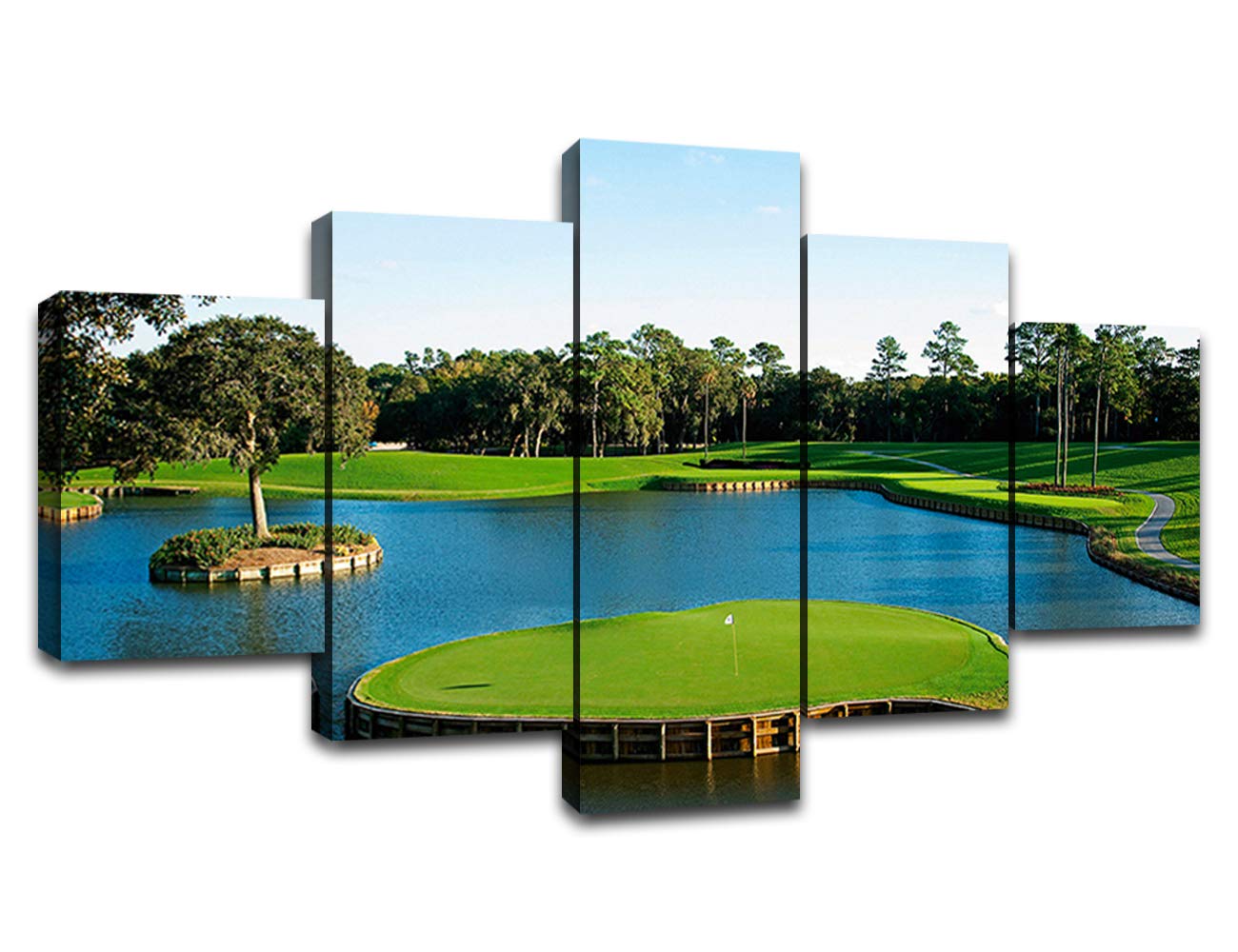 TPC Sawgrass Golf Course Wall Art - 5 Piece Framed Canvas Prints | Florida USA Golf Course Paintings & Posters | Ready to Hang Living Room Decor | Perfect for Golf Lovers & Home Office