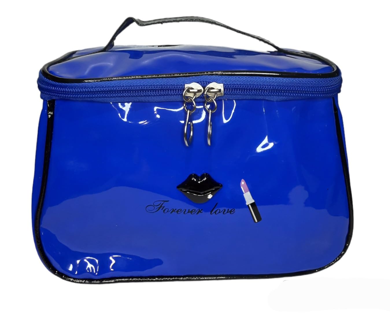 CoolKraft Glossy Cosmetic Makeup Bag - Waterproof Vanity Pouch for Travel, Lingerie & Toiletry Organizer (4-Pack, Blue) | Perfect for Gym, Vacation & Daily Beauty Storage