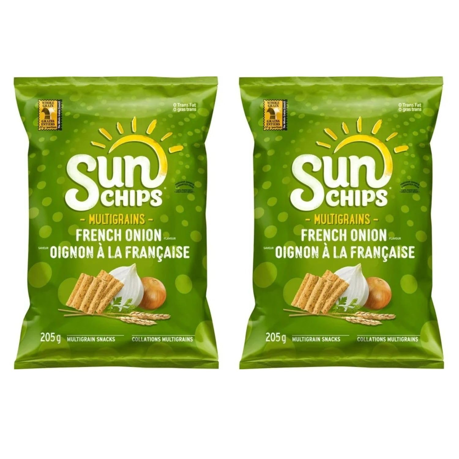 Sun Chips French Onion Flavor Multigrain Snacks - 7.2oz (Pack of 2) | Healthy Baked Whole Grain Chips | Perfect for Parties, Picnics & On-the-Go Snacking
