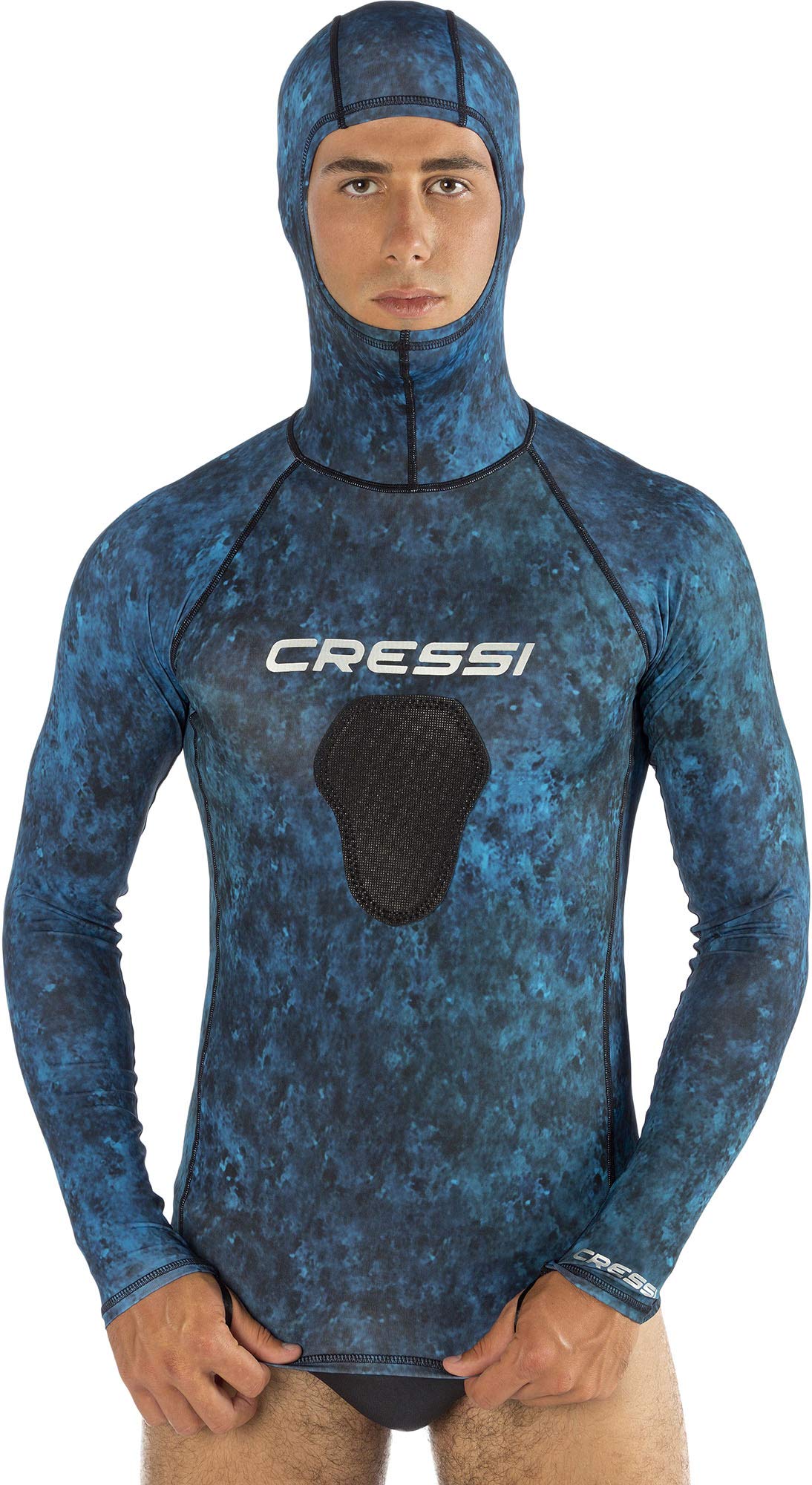 Cressi Hunter Hooded Rash Guard Top for Men & Women - UPF 50+ Sun Protection, Quick-Dry Swim Shirt for Surfing, Swimming, Diving & Water Sports