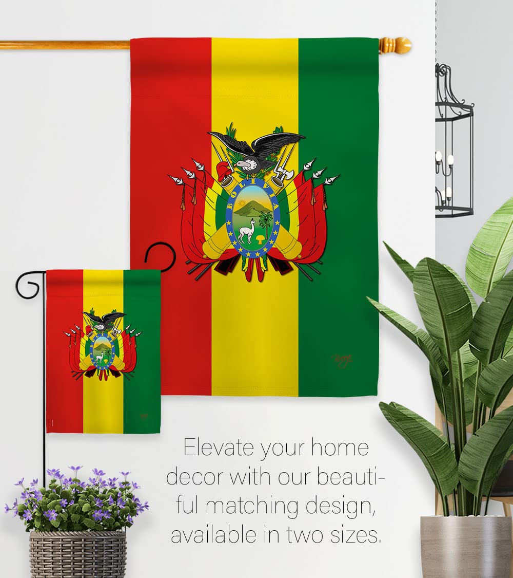 Bolivia National Flag Set 28x40in w/Pole - Home & Garden Decor