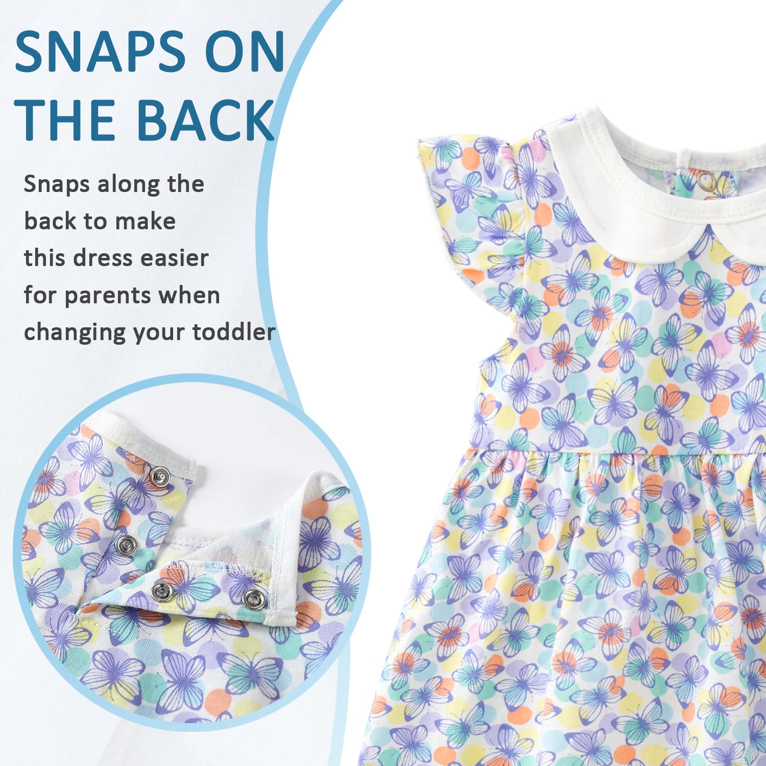 Zanie Kids Baby Girls Summer Dress - 100% Cotton Short Sleeve Easter Outfit for Toddlers | Perfect for Easter Celebrations, Birthday Parties & Summer Playdates