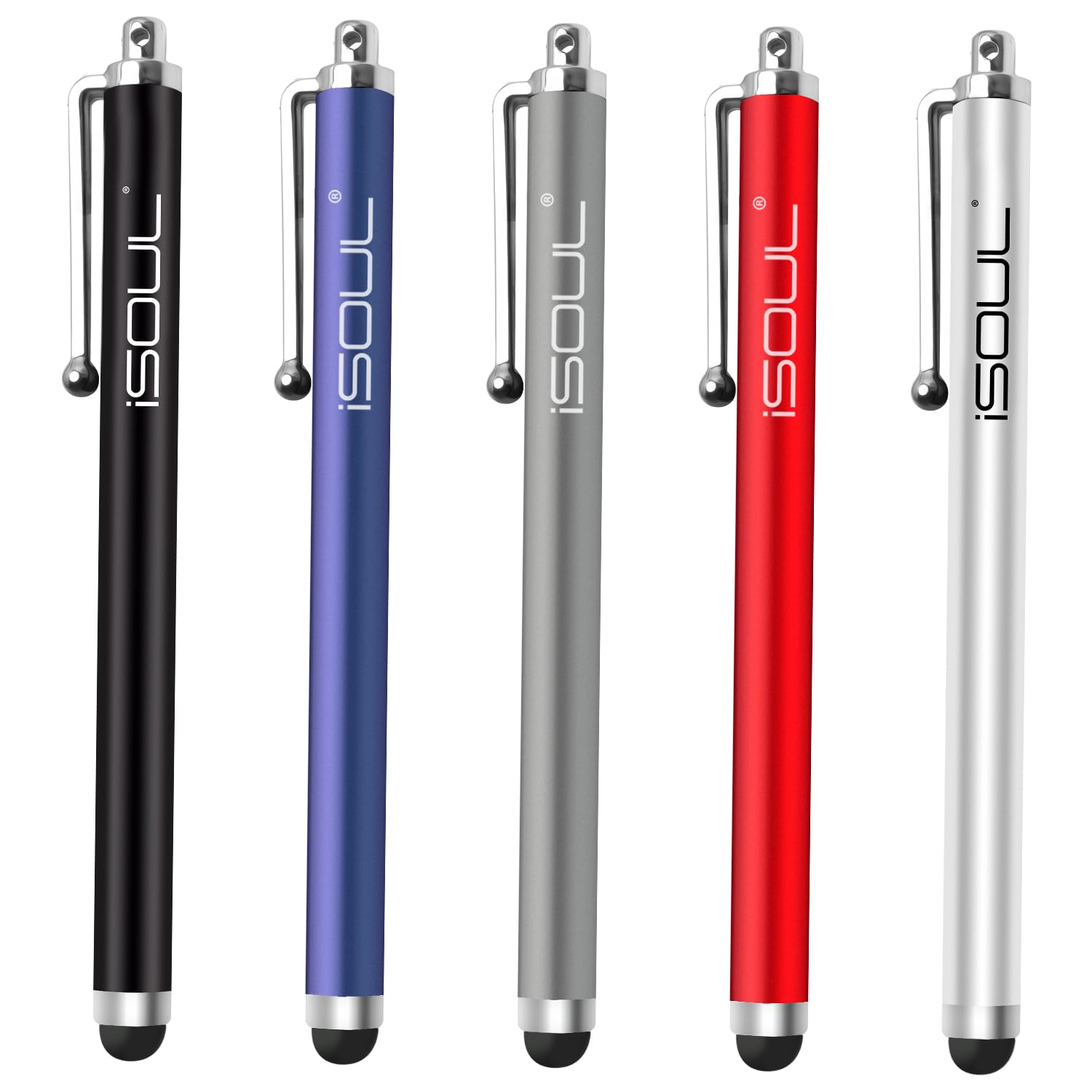 ISOUL Stylus Touch Pen [5-Pack] - Precision Capacitive Touchscreen Stylus for iPhone, iPad, Galaxy, Android Tablets & More - Compatible with iPad Mini/Pro, Galaxy Note/Tab, OnePlus, Nokia - Perfect for Drawing, Note-Taking & Digital Signatures (Black)