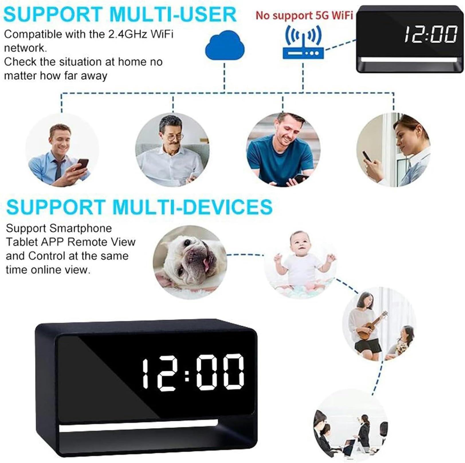 XDRGOOIUY 2500mAh Mini Full HD 1080p Wireless WiFi Hidden Spy Camera - Full Aluminum Body, IR Night Vision, Motion Detection - Perfect for Home Security, Office Monitoring & Covert Recording