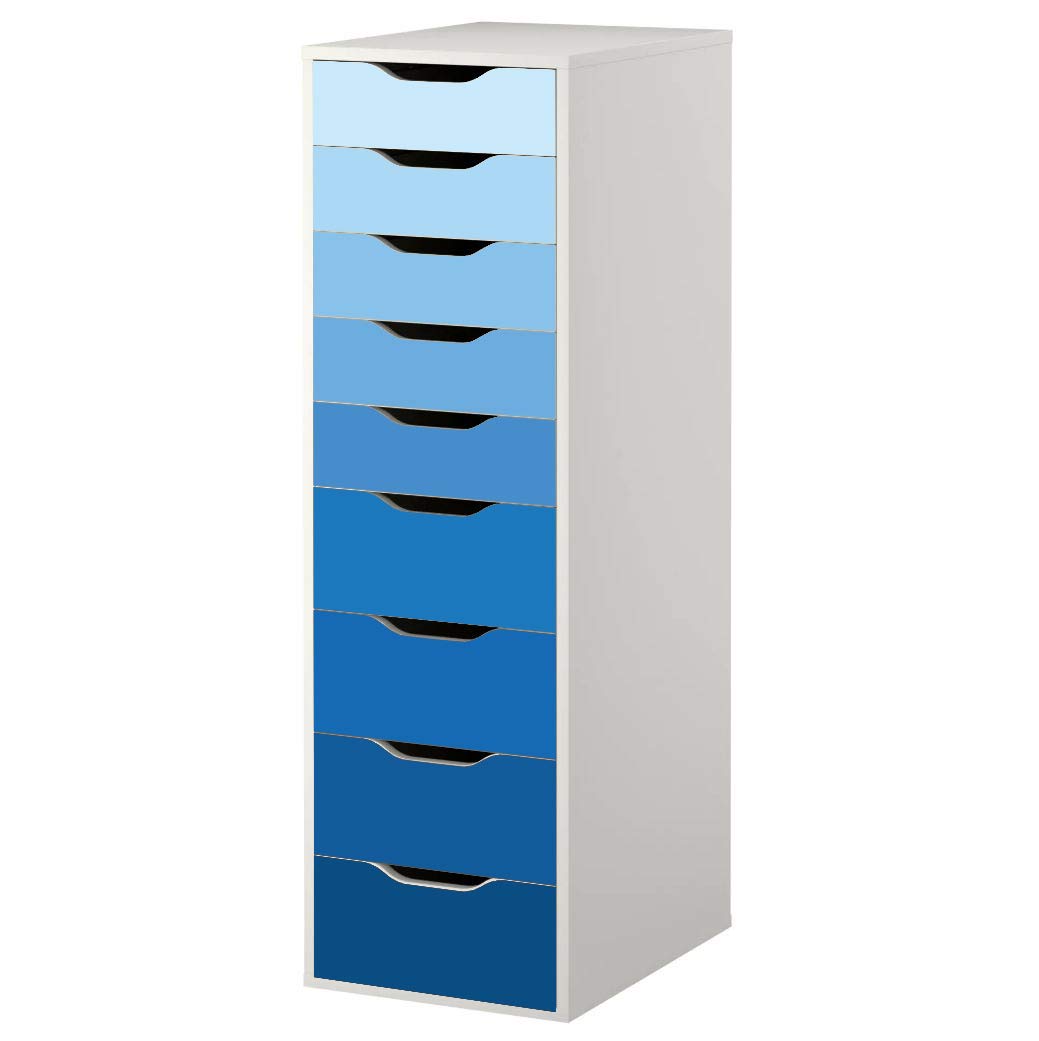 Blue Ombre Self-Adhesive Decals for IKEA Alex 9-Drawer Unit - Peel & Stick Removable Furniture Stickers - Easy DIY Home & Office Decor Upgrade for Desks, Dressers & Storage Units