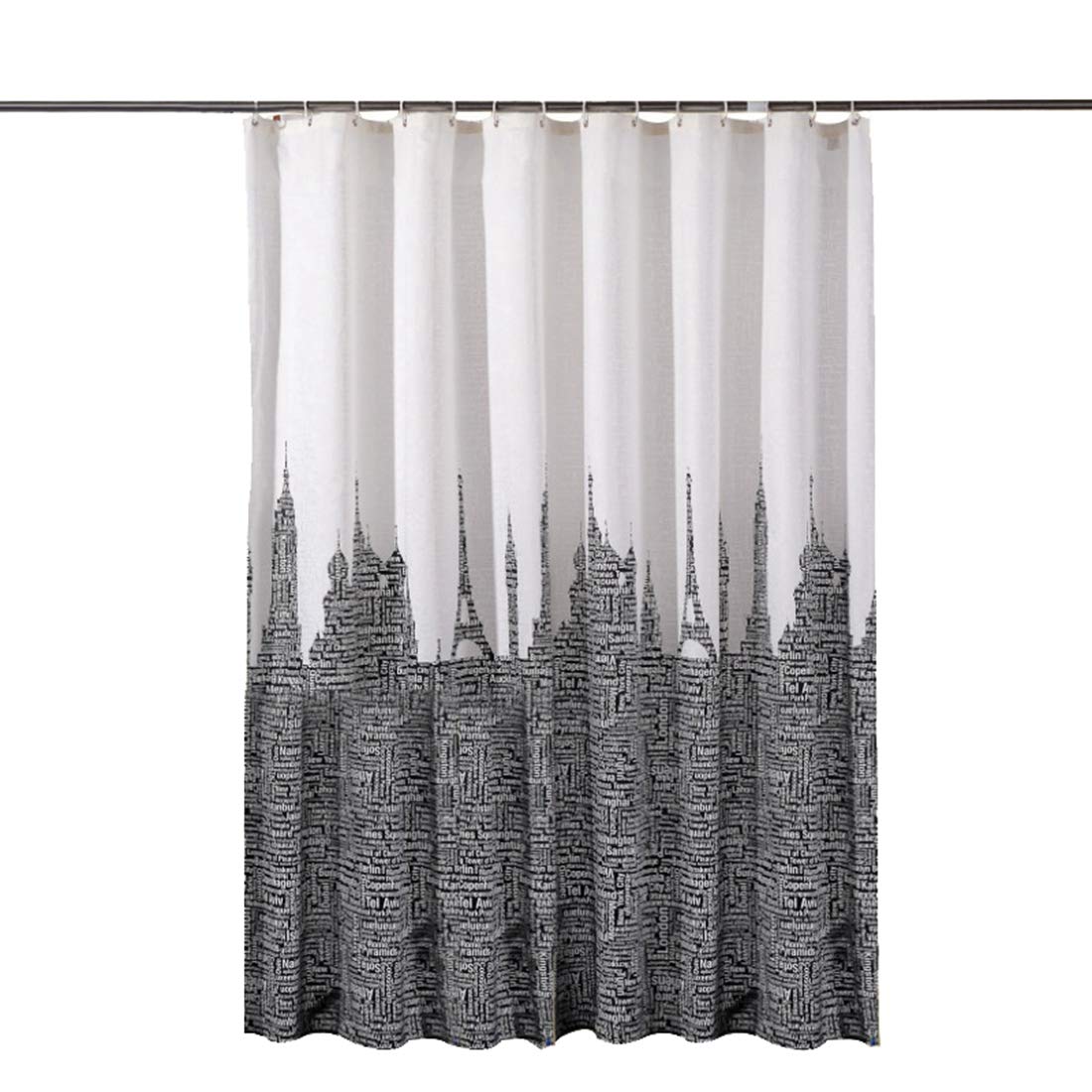 Premium Heavyweight Waterproof Bath & Shower Curtain with Hooks - 5 Size Options, Decorative Letter Design for Spa-Like Bathroom Experience | Perfect for Bathrooms, Showers, and Bathtubs