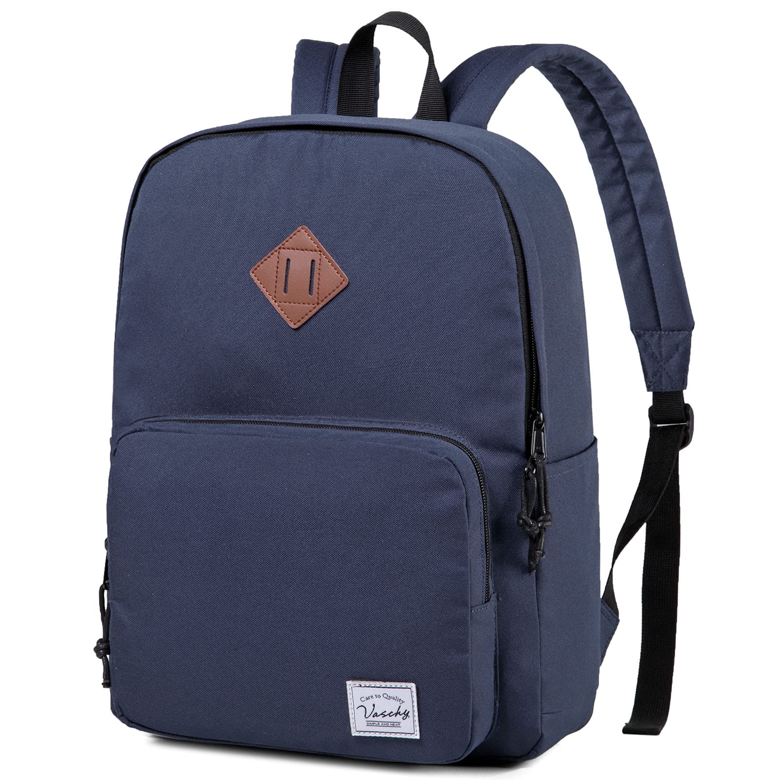 VASCHY Ultra Lightweight School Backpack for Men, Women, Teens & Kids - Durable Bookbag for College, Travel & Everyday Use - Navy Blue