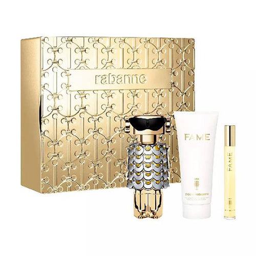 Paco Rabanne Fame 3-Piece Women's Perfume Gift Set - Eau de Parfum, Body Lotion & Shower Gel - Perfect for Birthday, Anniversary & Valentine's Day Gifts