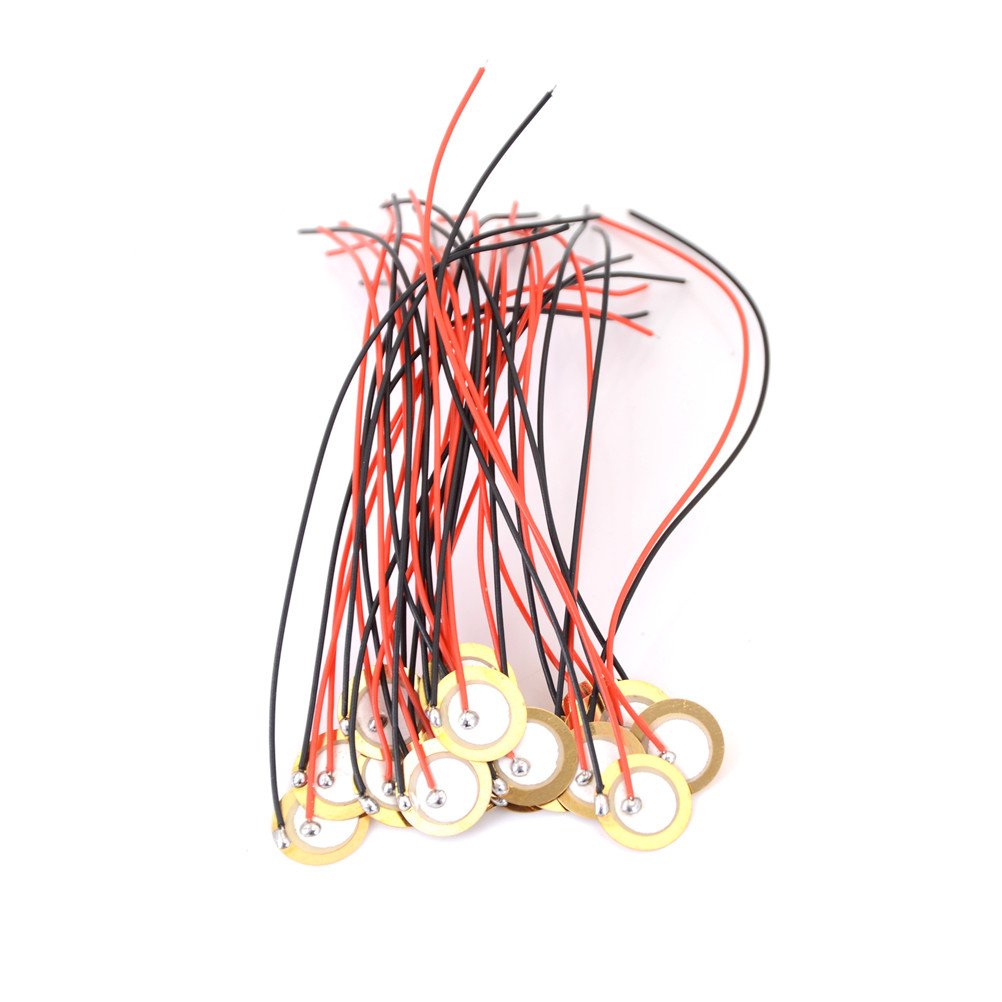 Gimax 20pcs 12mm Piezo Elements - Piezoelectric Buzzer Sensor with Copper Wire for Drum Trigger, Alarm, DIY Electronics & Sound Projects