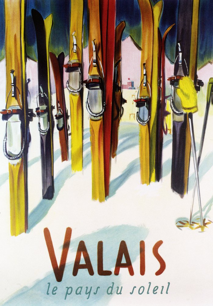 Valais Switzerland Vintage Travel Poster - 24x36 Giclee Gallery Print, Wall Art Decor for Living Room, Office & Travel Enthusiasts | Swiss Alps Landscape & Sunshine Theme