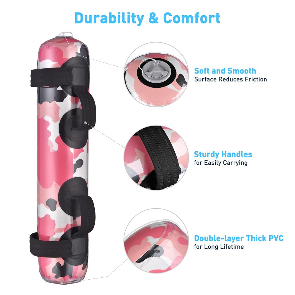 TheLAShop 33LB Adjustable Water Filled Core Fitness Bag - Pink Aqua Training Bag for Home Gym, Boxing Workouts & Strength Training
